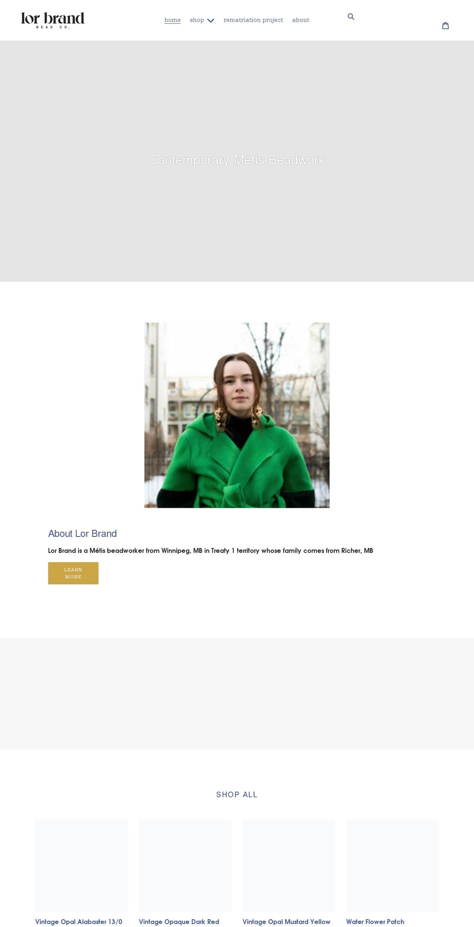 lorbrandbeadco.com shopify website screenshot