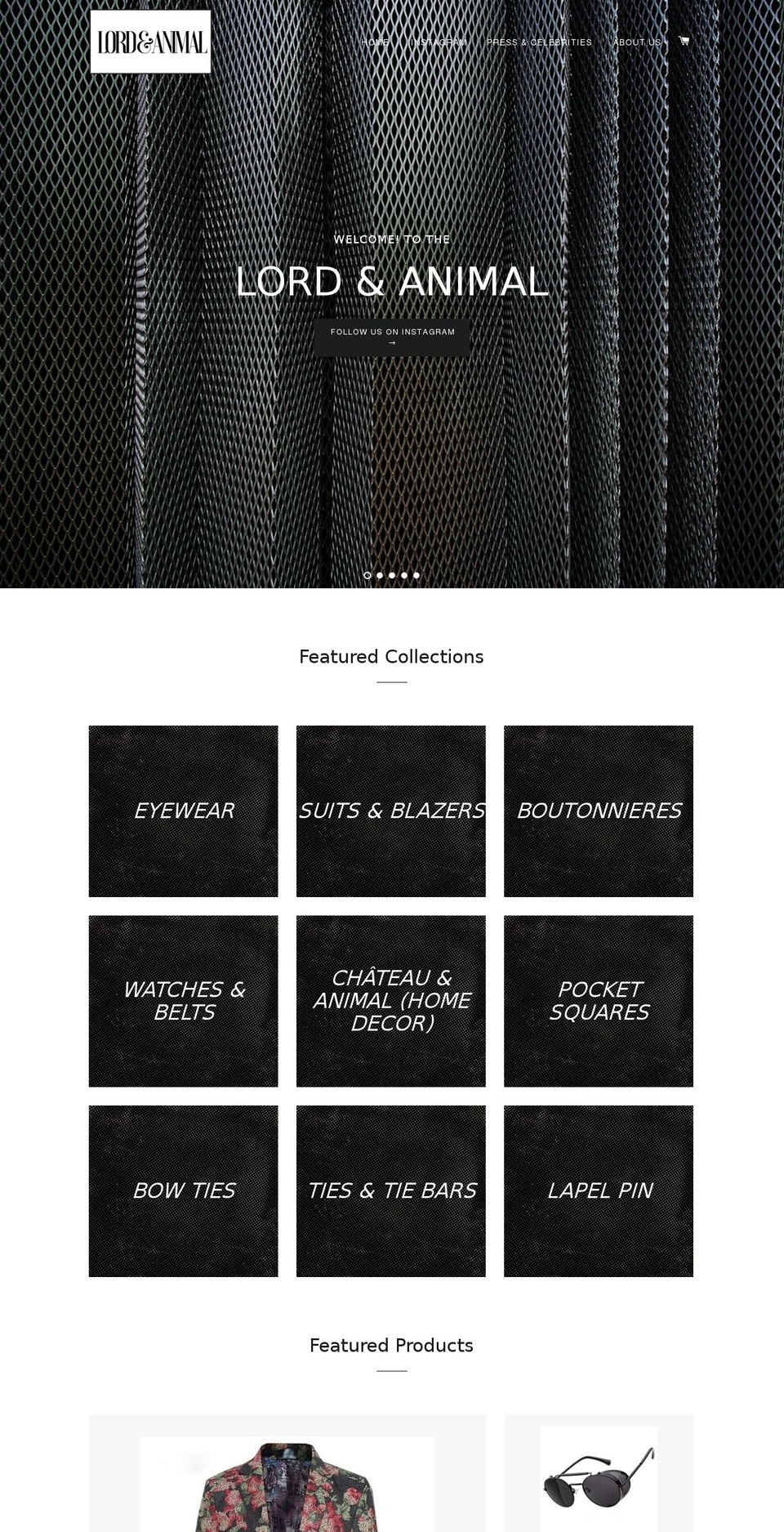 lordandanimal.com shopify website screenshot