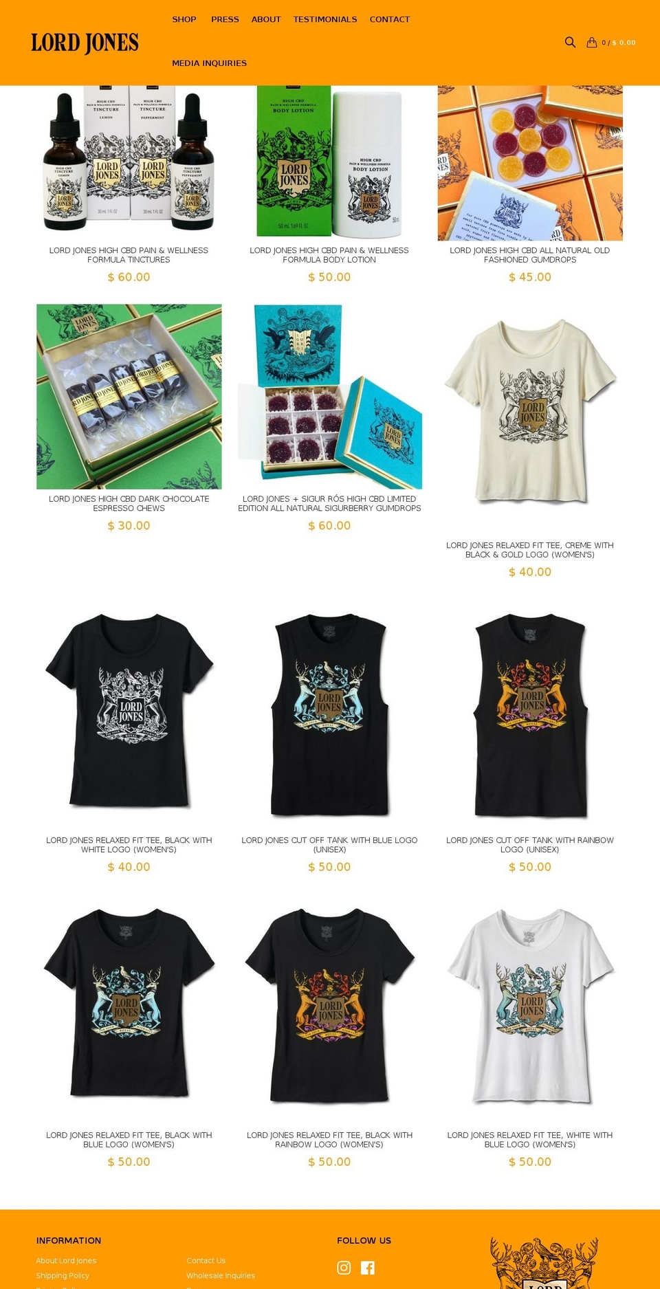 lordjonesbrand.com — Shopify storefront screenshot