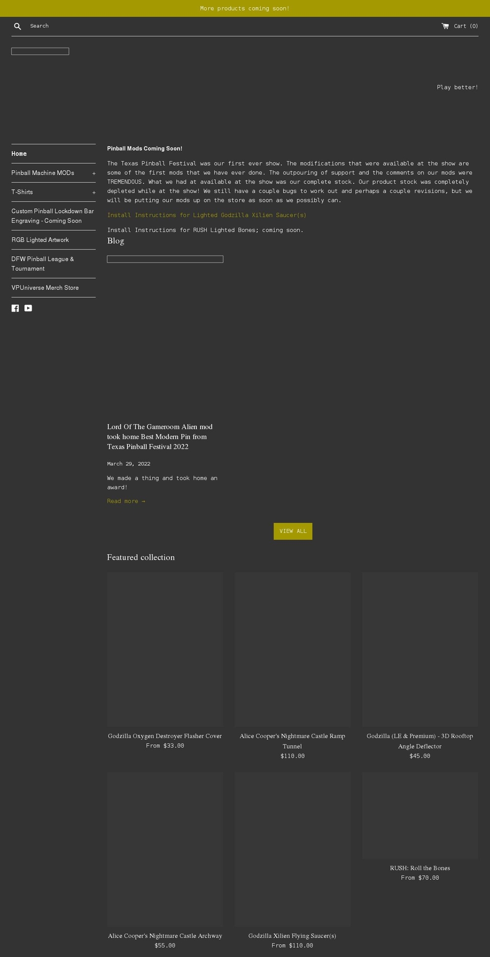 lordofthegameroom.com shopify website screenshot