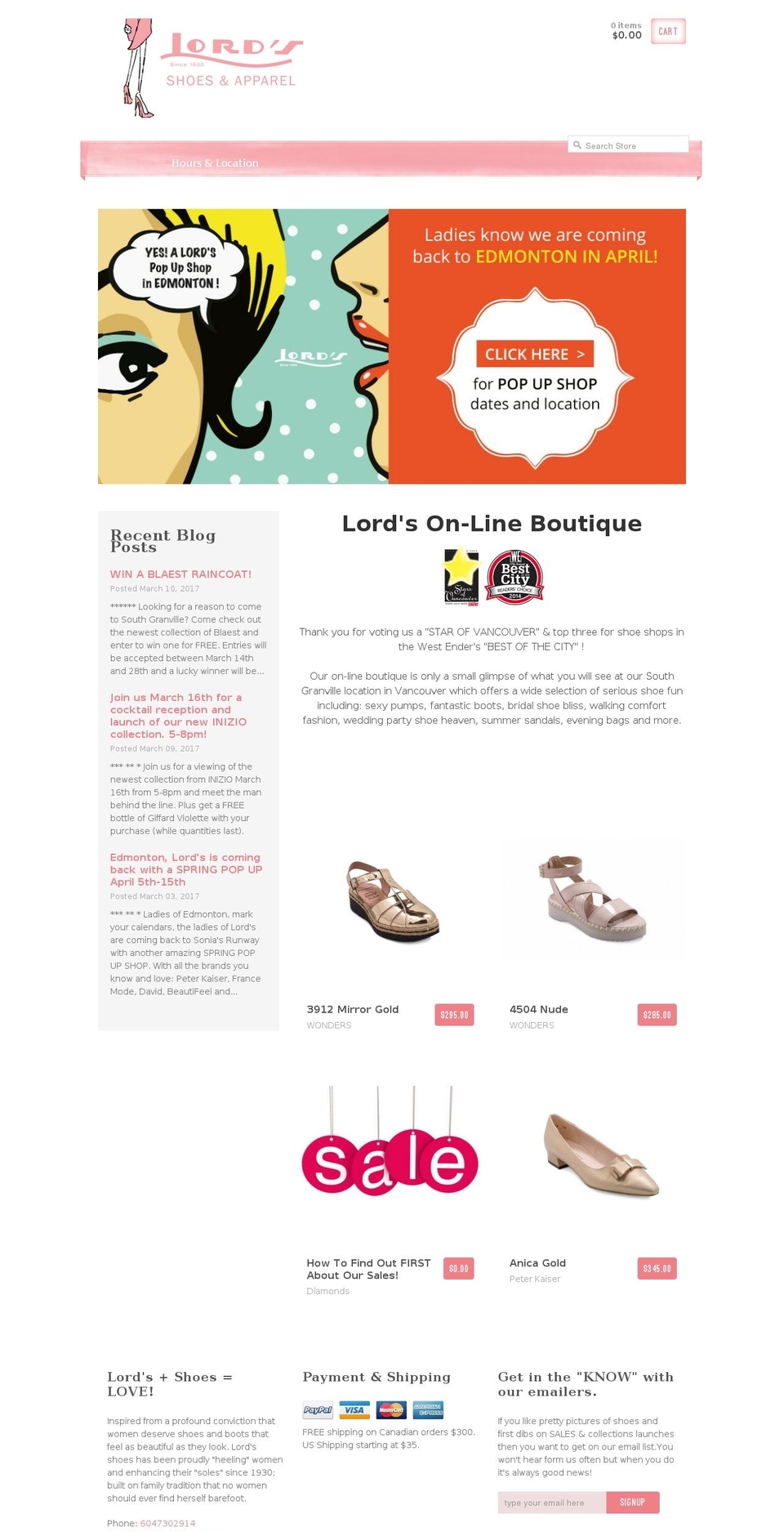 lordsshoes.ca shopify website screenshot