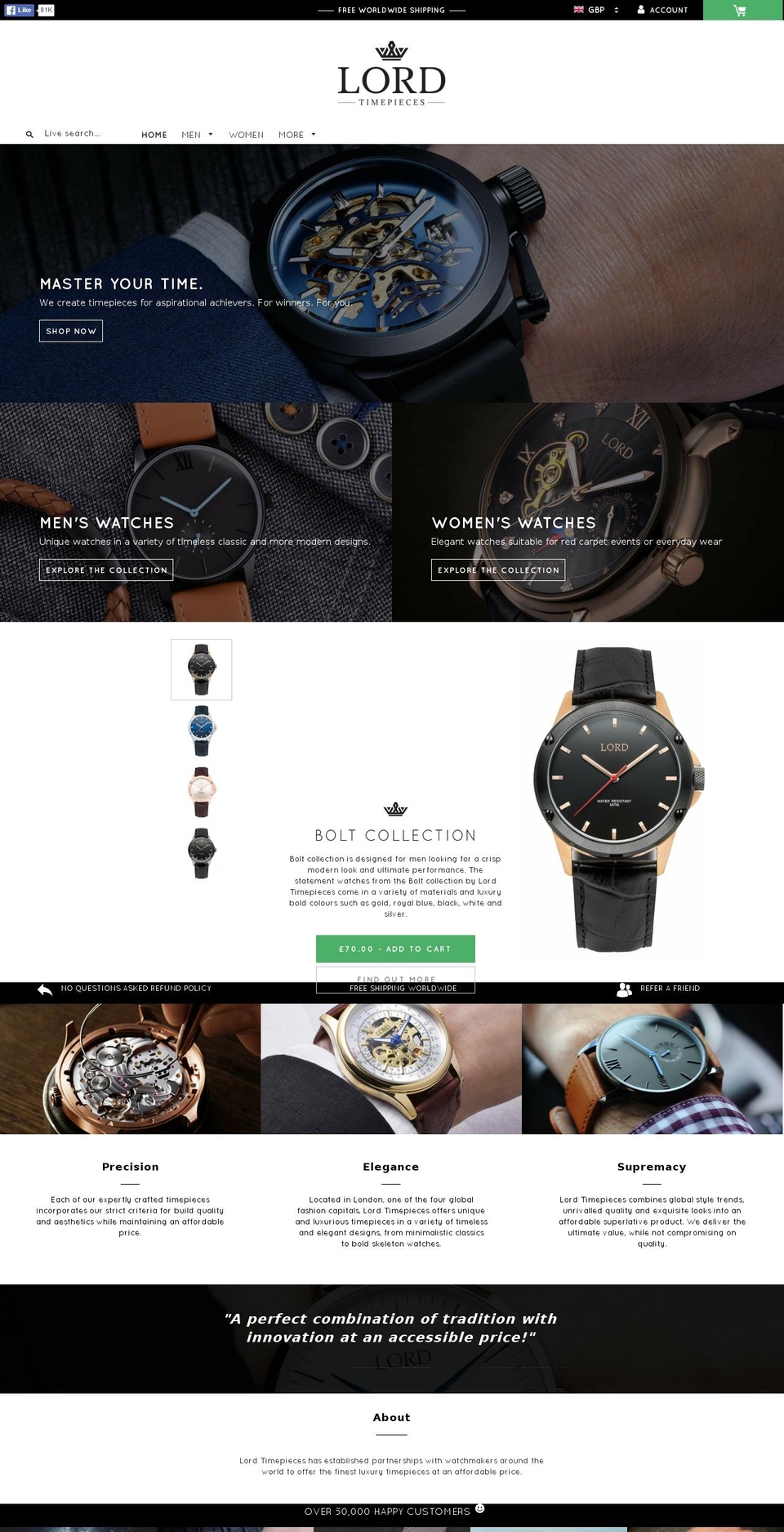 Lord Time Pieces - 22.11.16 Shopify theme site example lordtimepiece.com