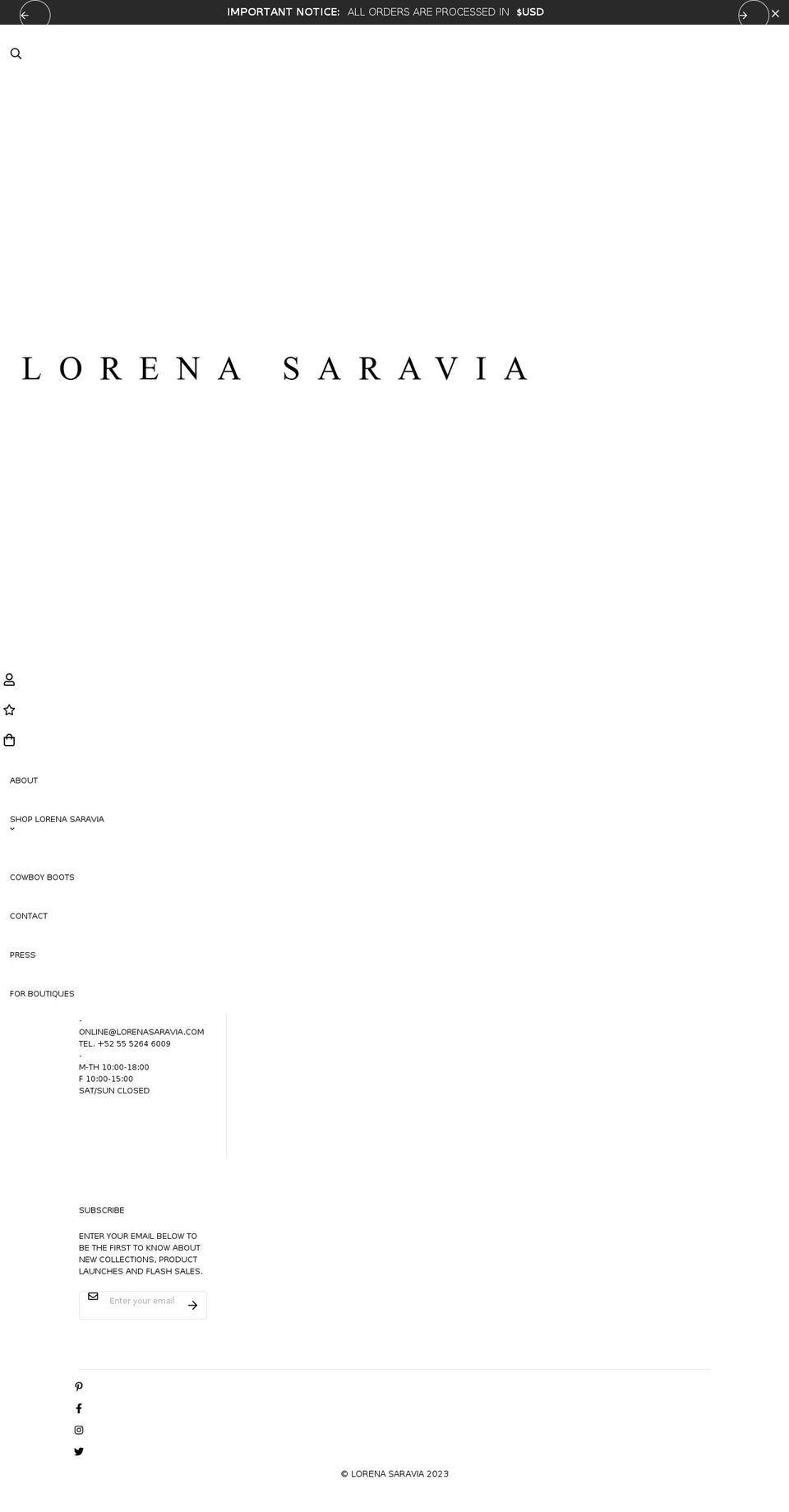 lorenasaravia.com shopify website screenshot