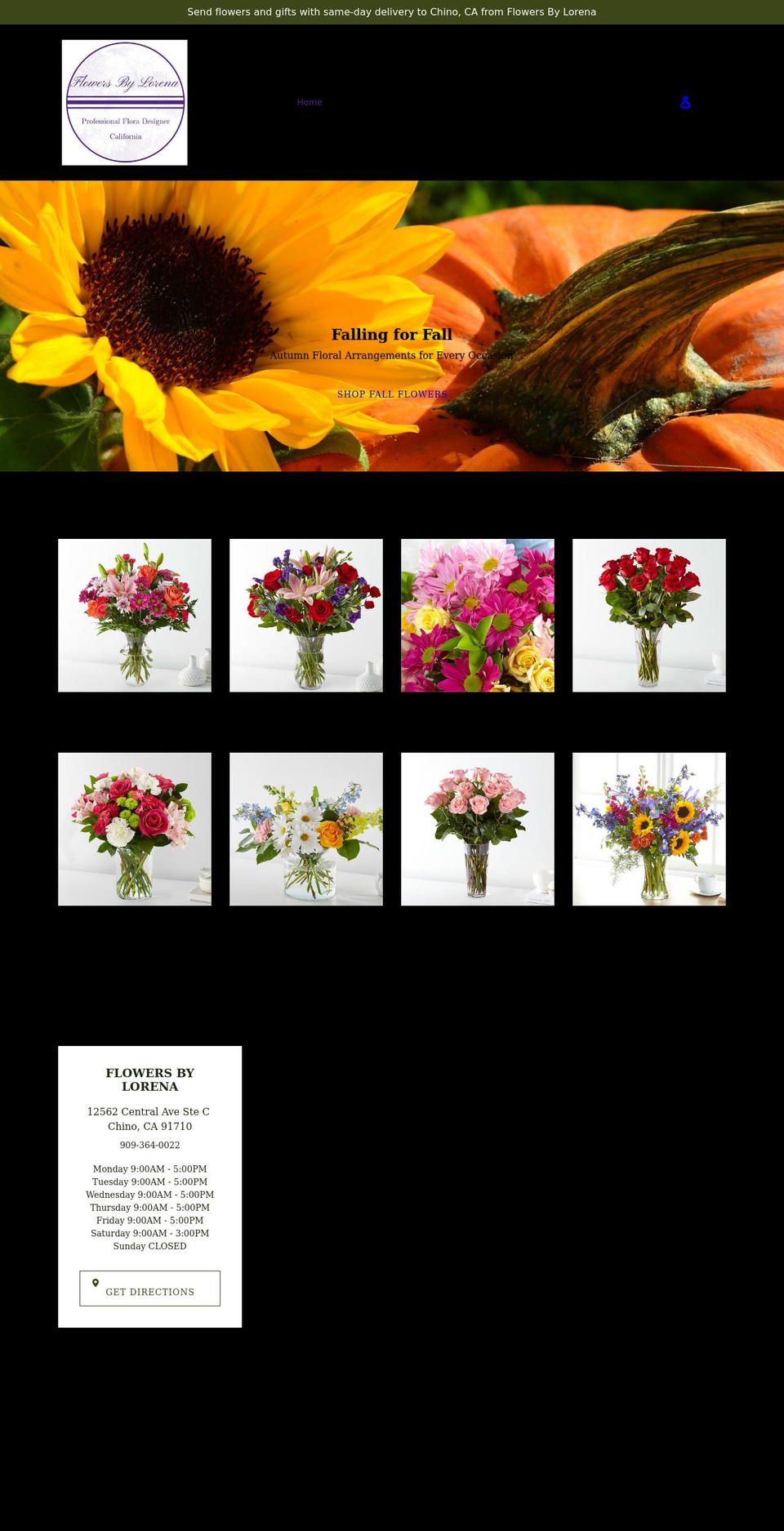 lorenasflowers.com shopify website screenshot