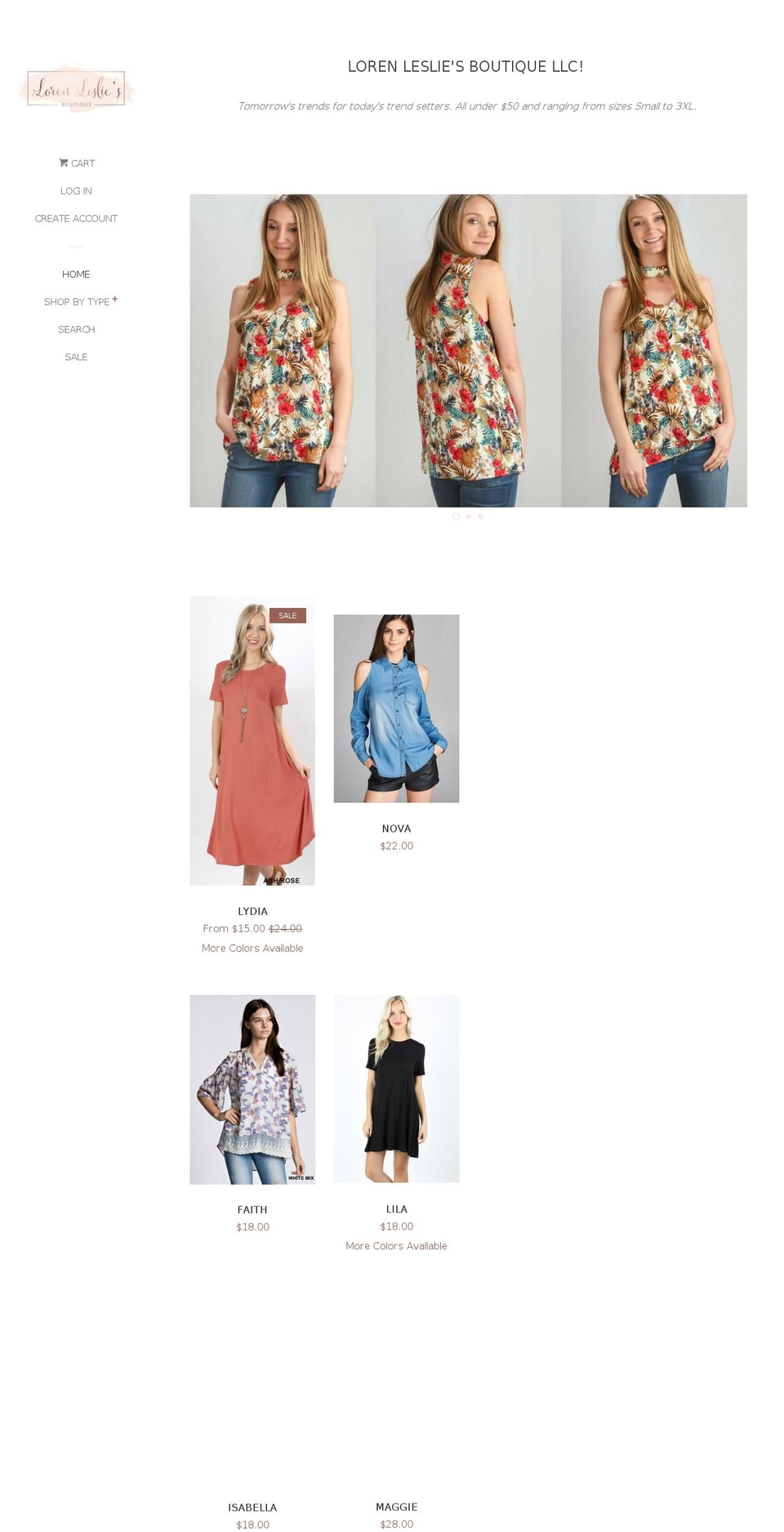 lorenlesliesboutique.com — Shopify storefront screenshot