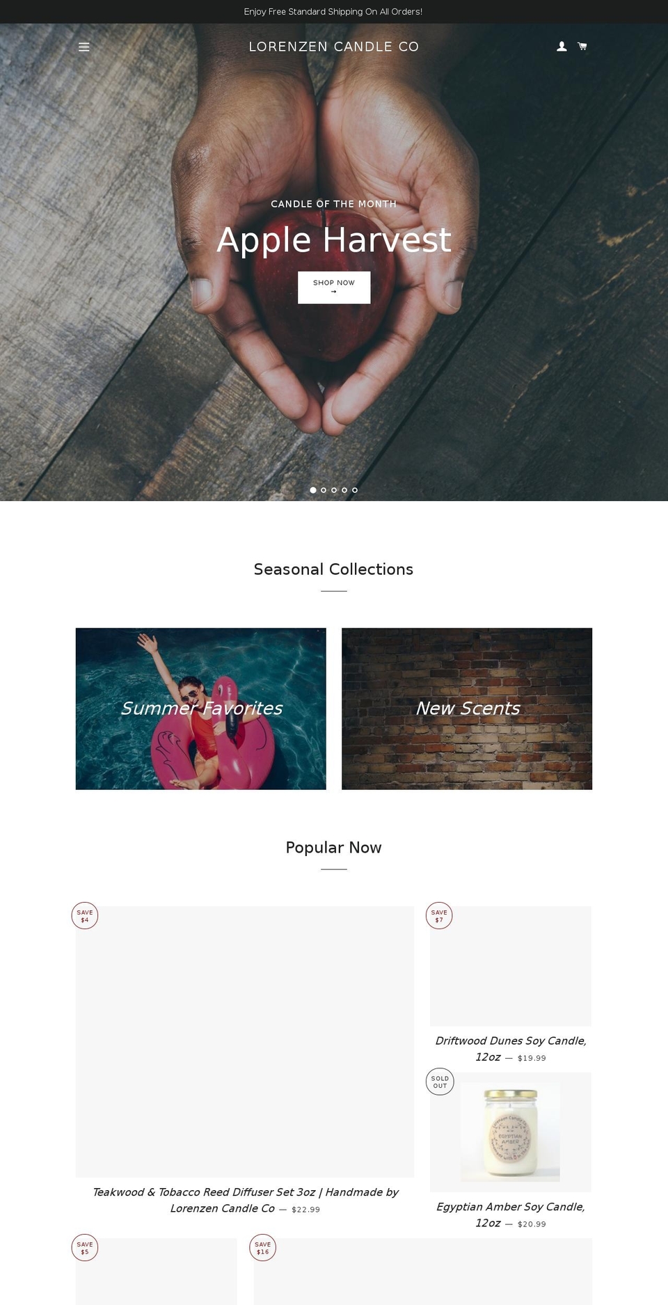 lorenzencandleco.com — Shopify storefront screenshot