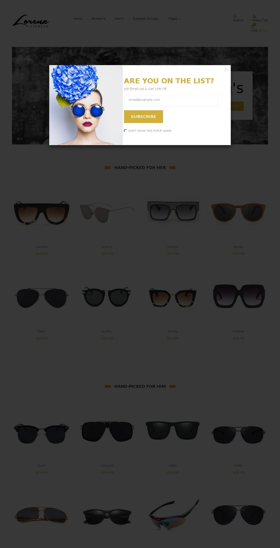 binimalfashion Shopify theme site example lorenzeyewear.com