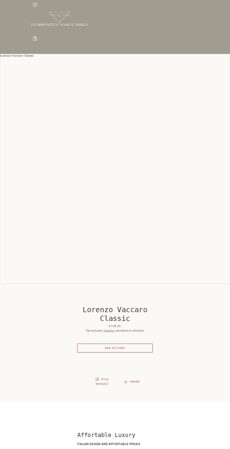 lorenzovaccaro.com — Shopify storefront screenshot