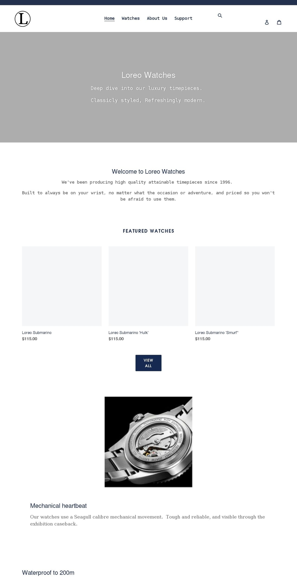 loreowatches.com shopify website screenshot
