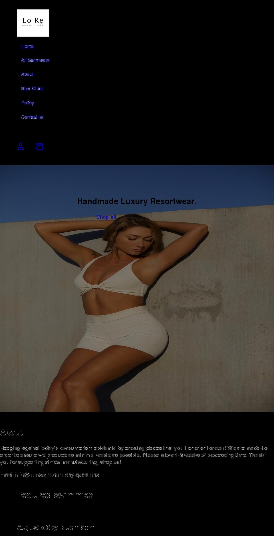 loreswim.com shopify website screenshot