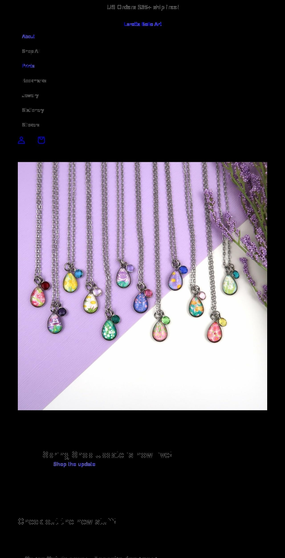 lorettabelleart.com shopify website screenshot