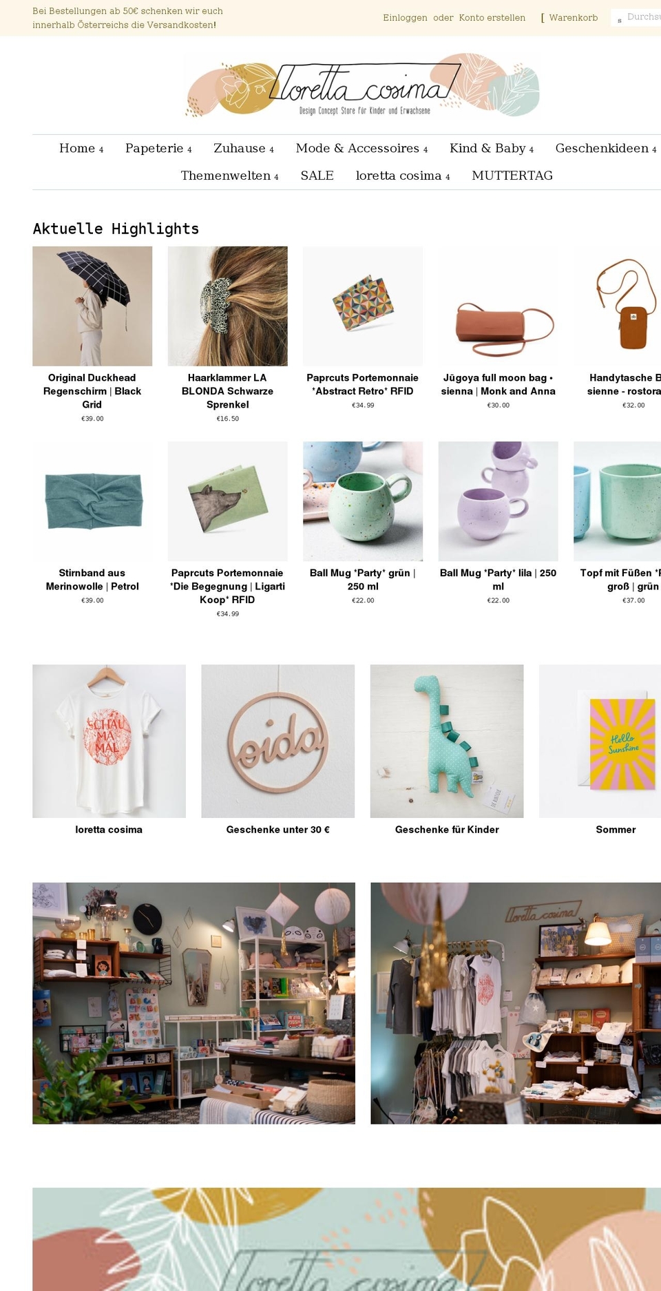 lorettacosima.at shopify website screenshot