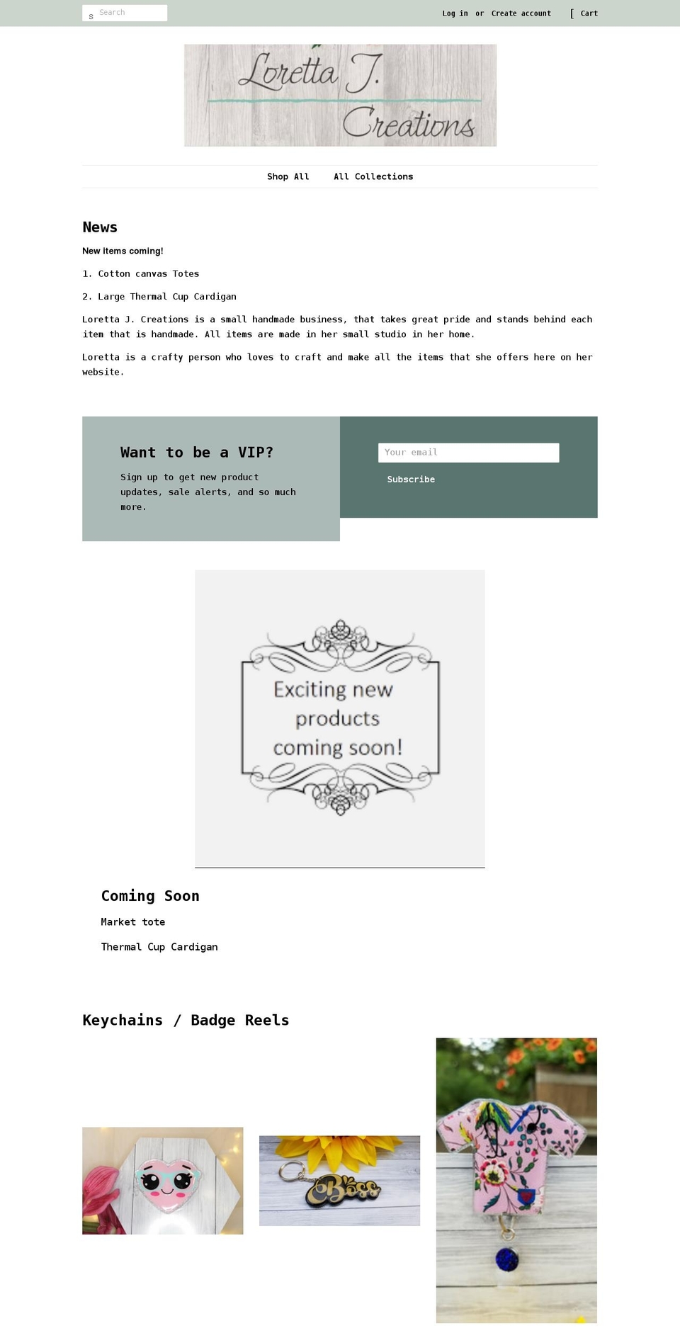 lorettajcreations.com shopify website screenshot