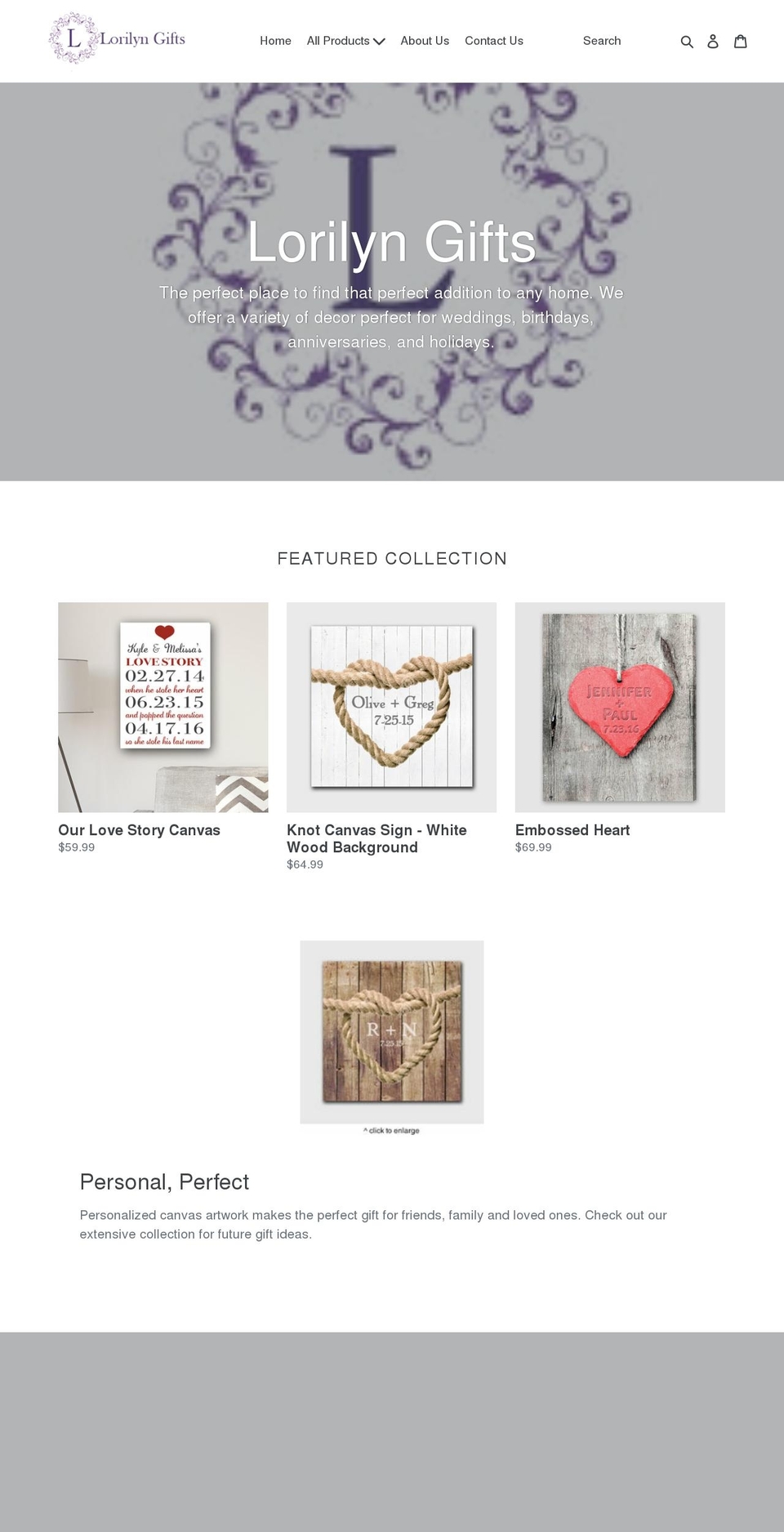 lorilyngifts.com shopify website screenshot