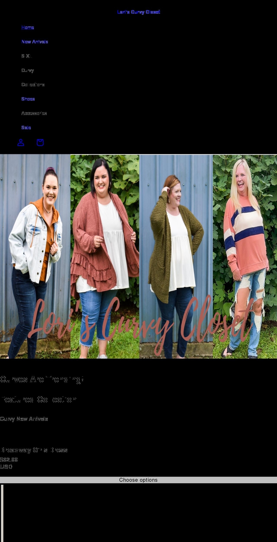 loriscurvycloset.com shopify website screenshot