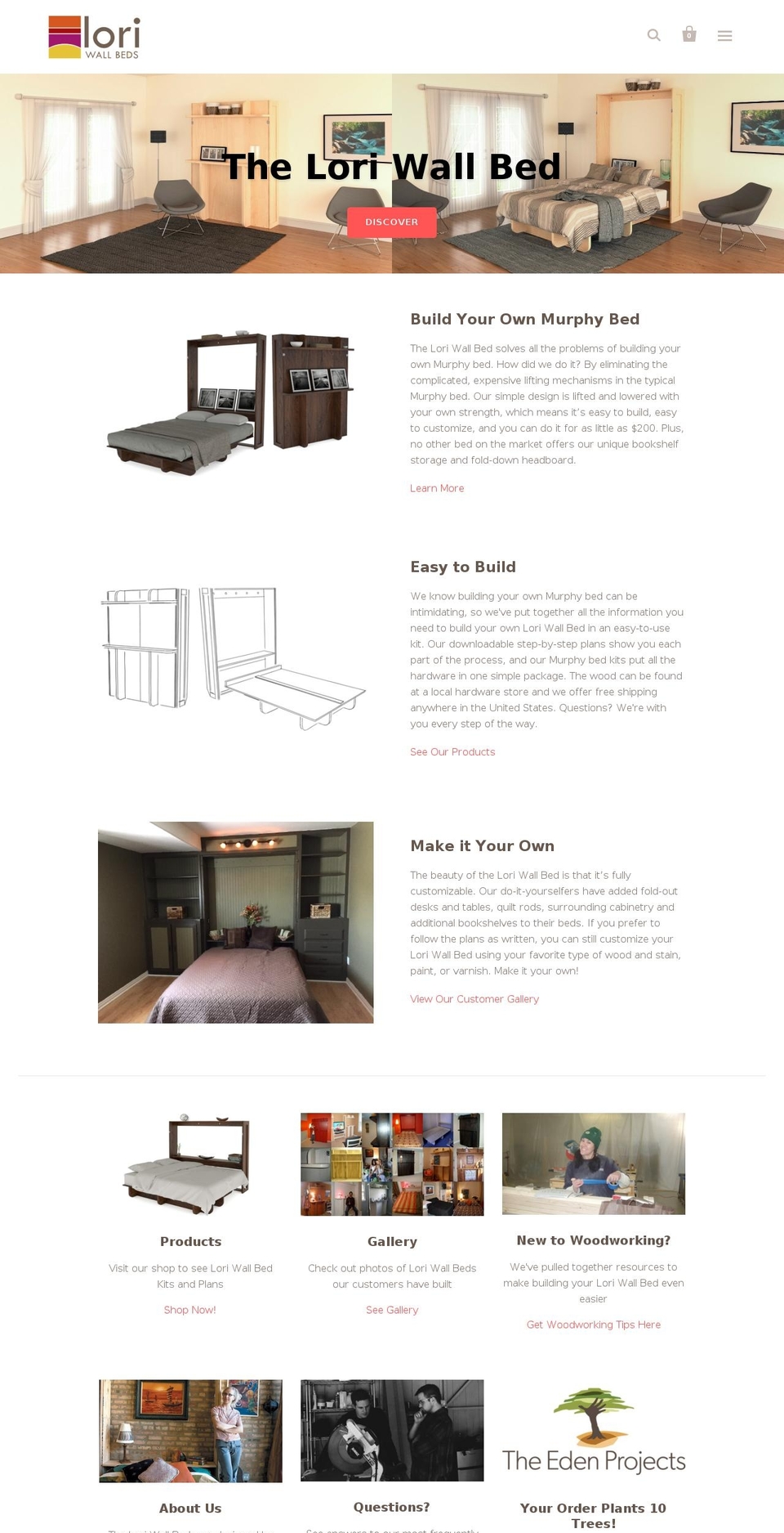 Focal Shopify theme site example loriwallbeds.com