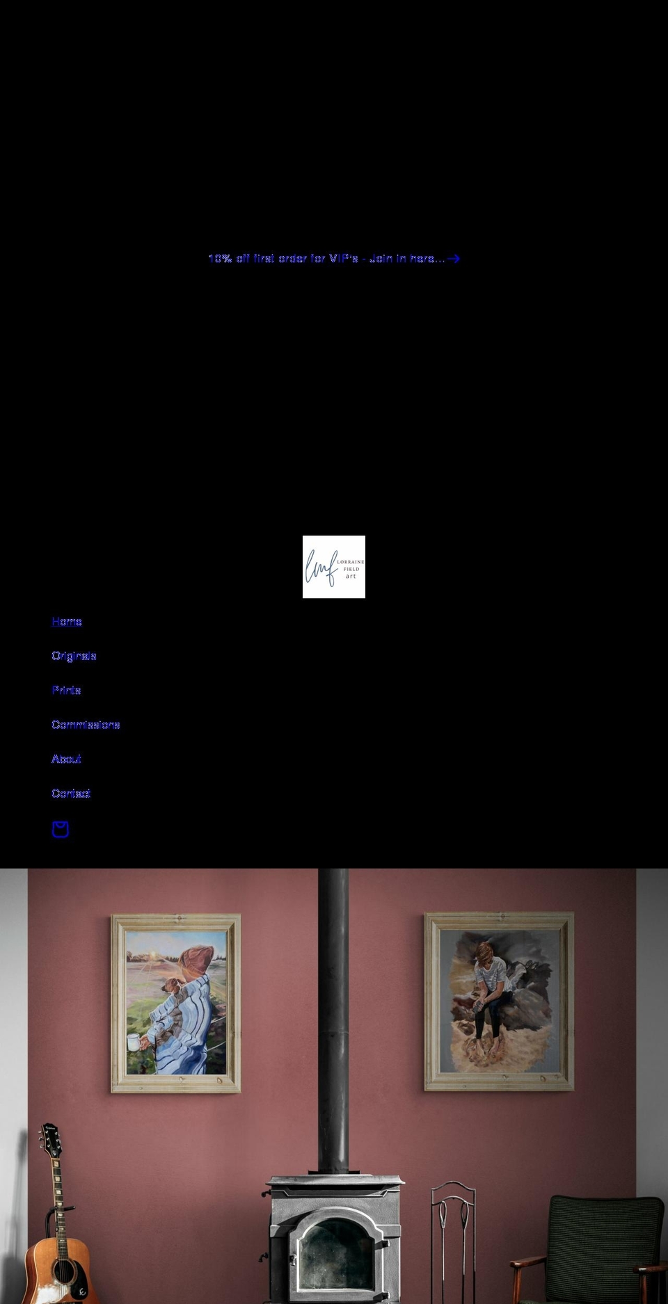 lorrainefieldart.com shopify website screenshot