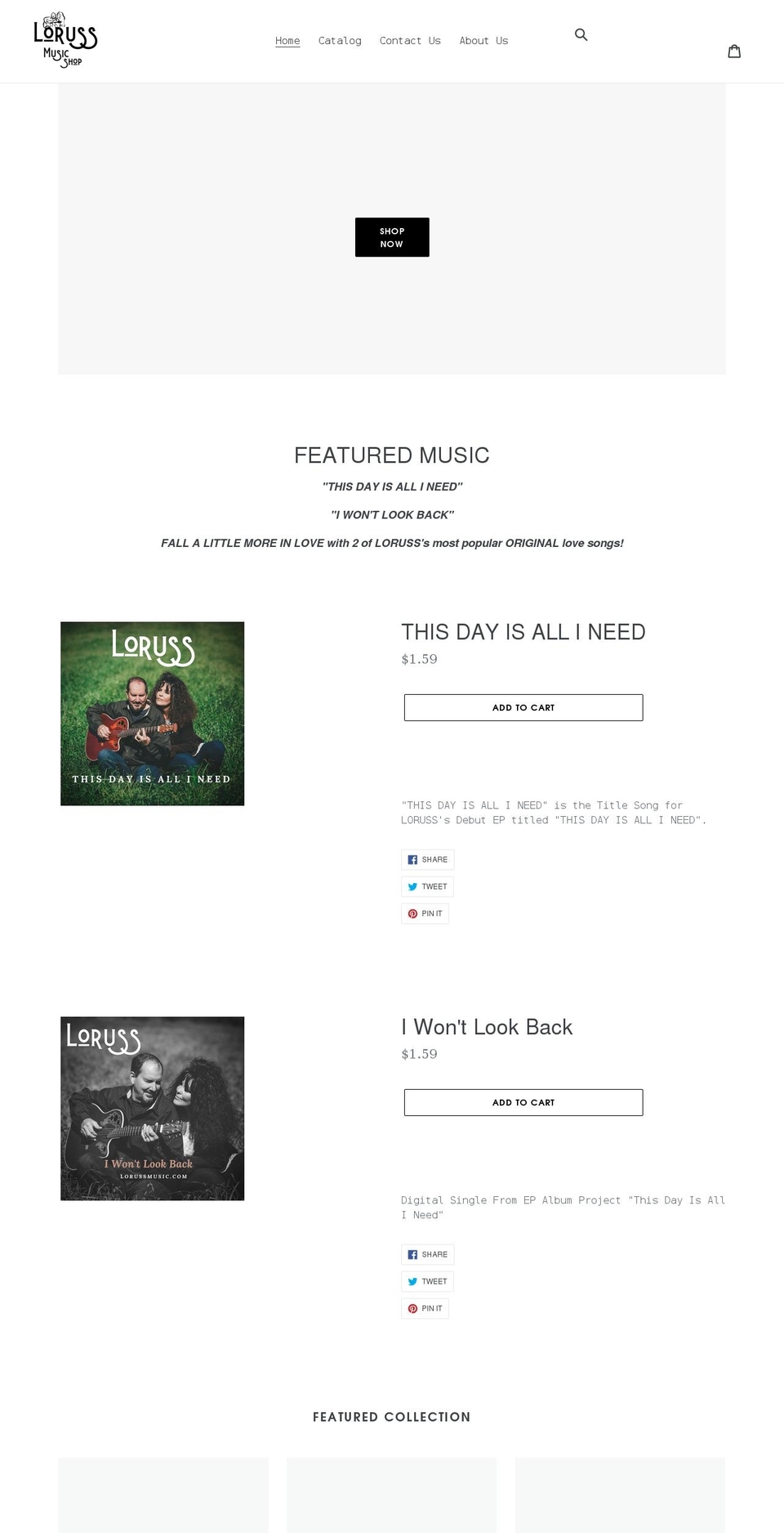 loruss-musicshop.com shopify website screenshot