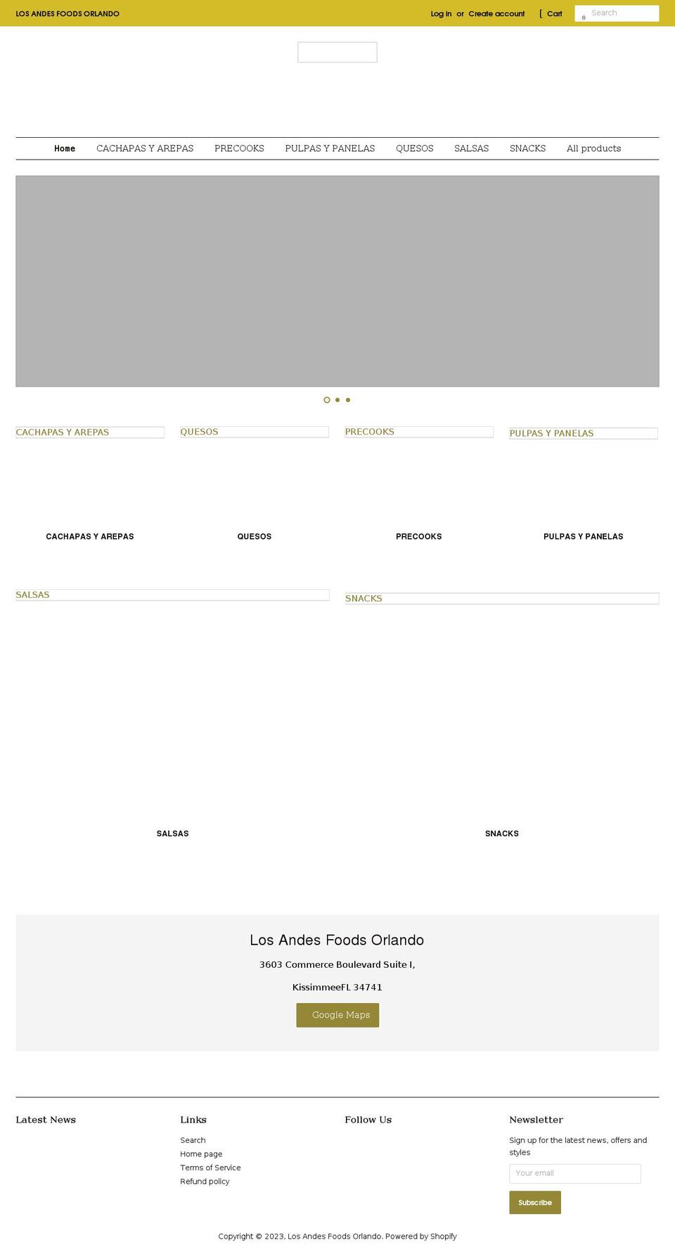 losandesfoodsorlando.com shopify website screenshot
