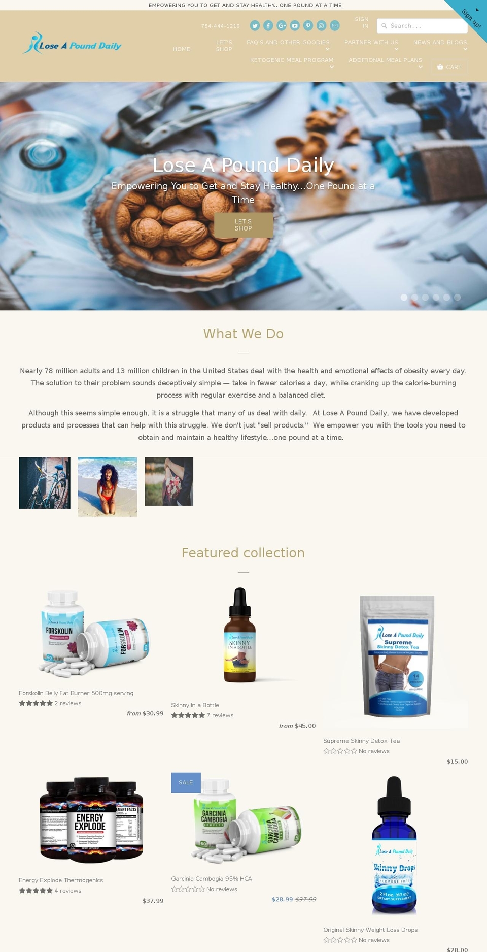FASTOR Shopify theme site example loseapounddaily.com