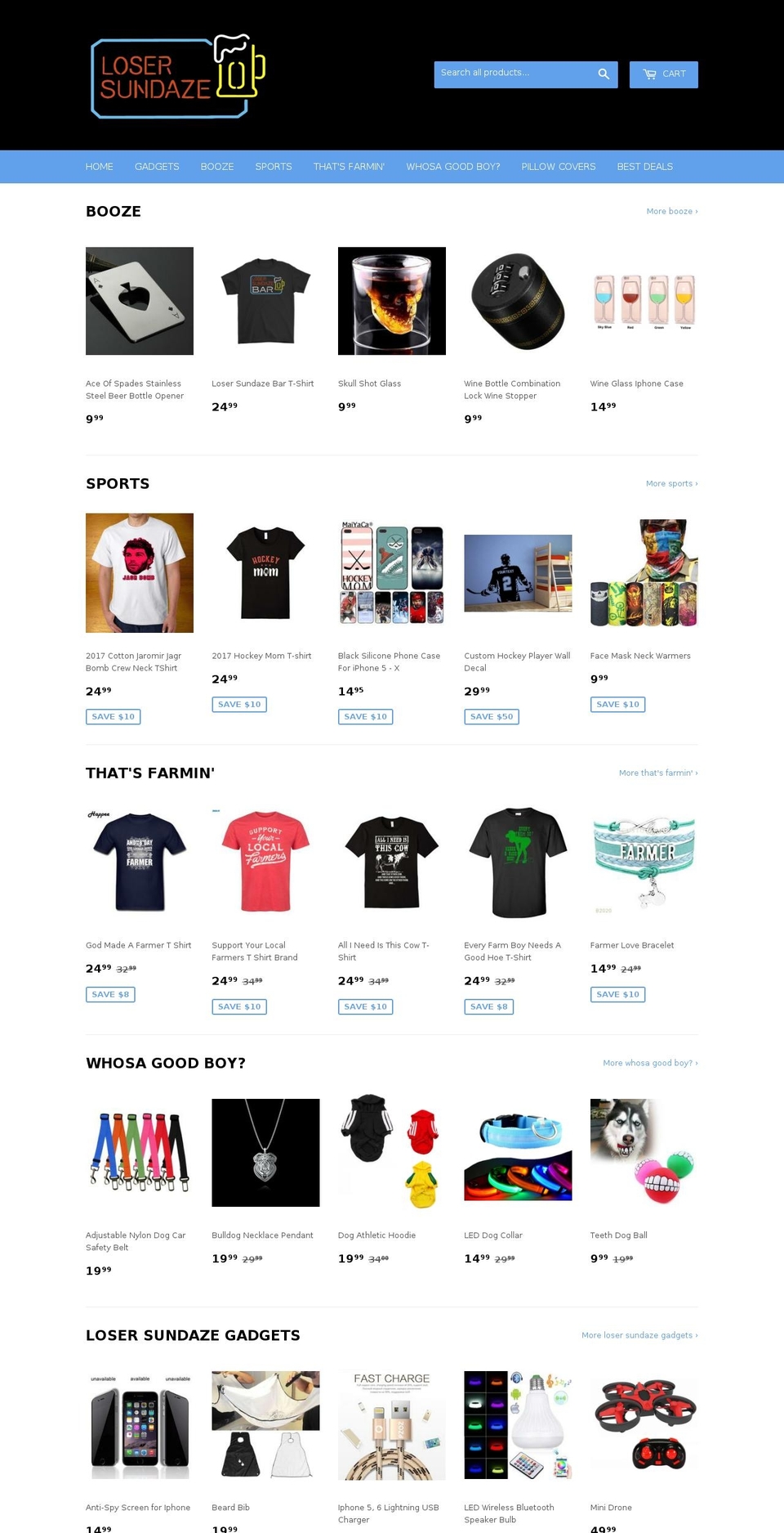 losersundaze.com — Shopify storefront screenshot
