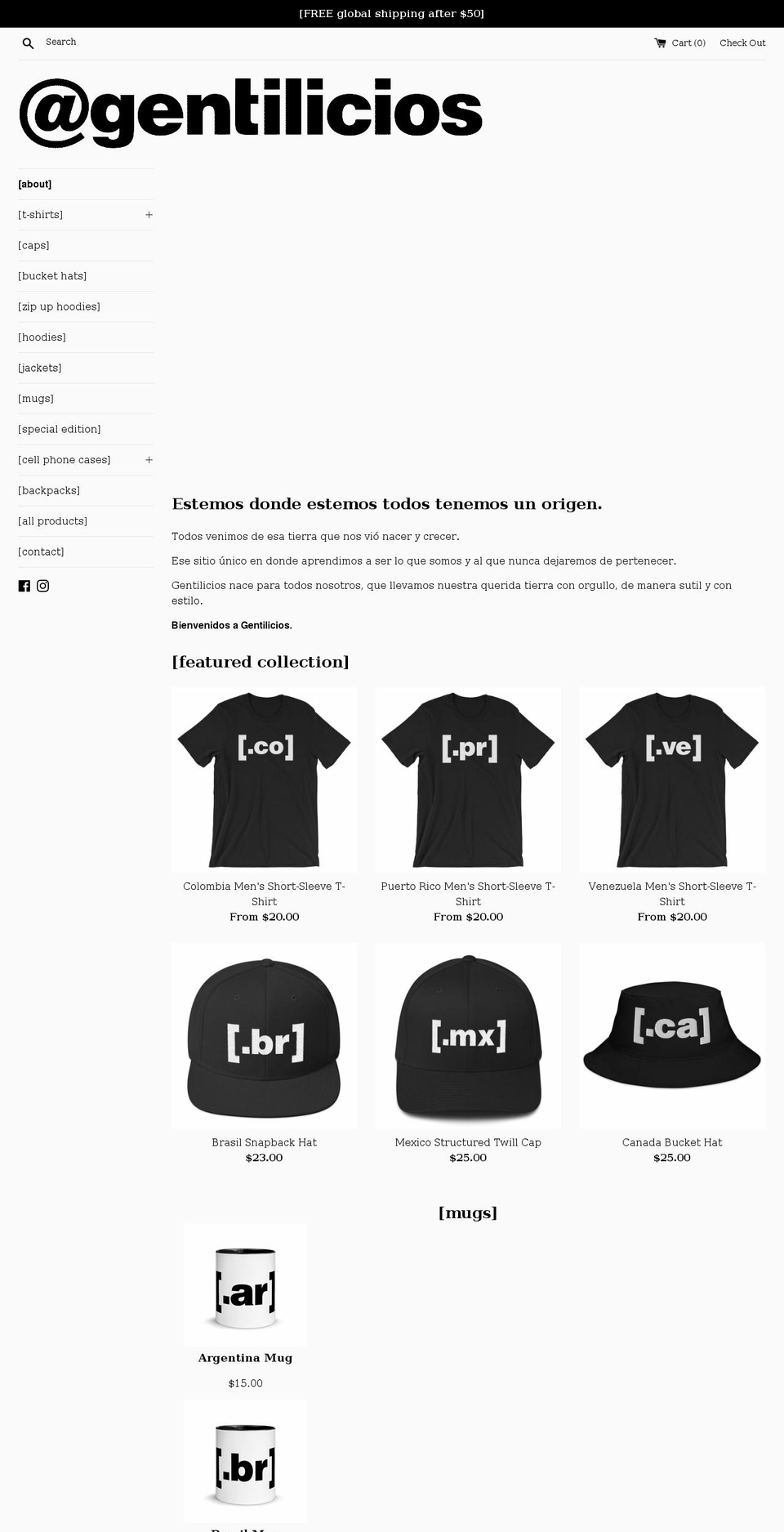losgentilicios.com shopify website screenshot