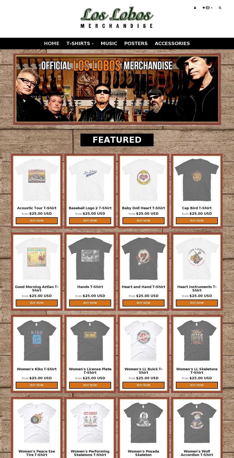 loslobosmerchandise.com shopify website screenshot