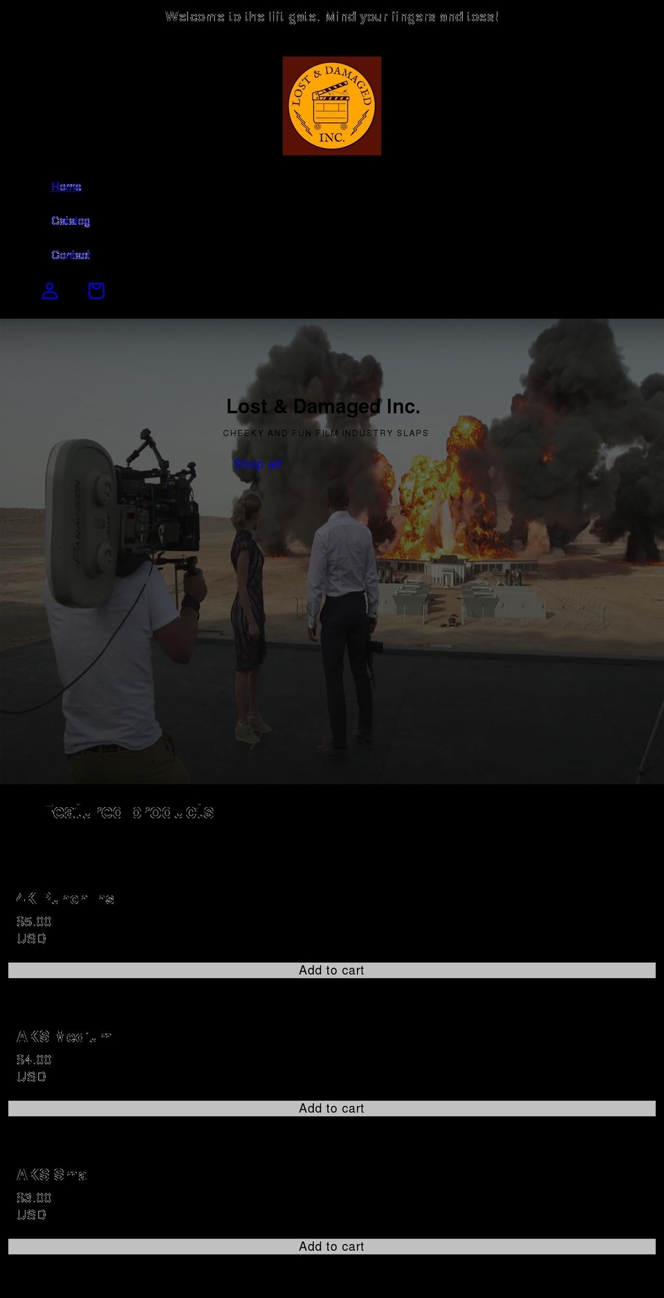 lostanddamaged.com shopify website screenshot