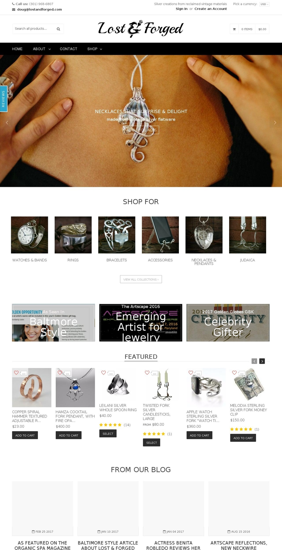lostandforged.com shopify website screenshot