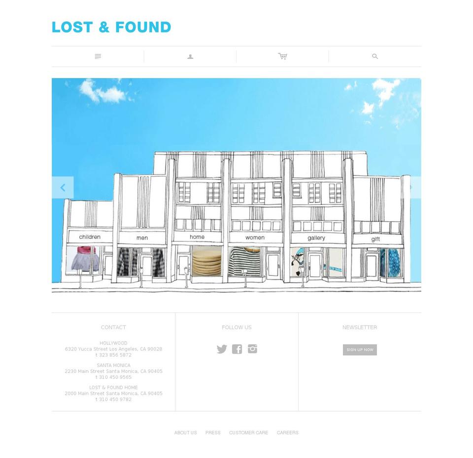lostandfoundshop.com shopify website screenshot