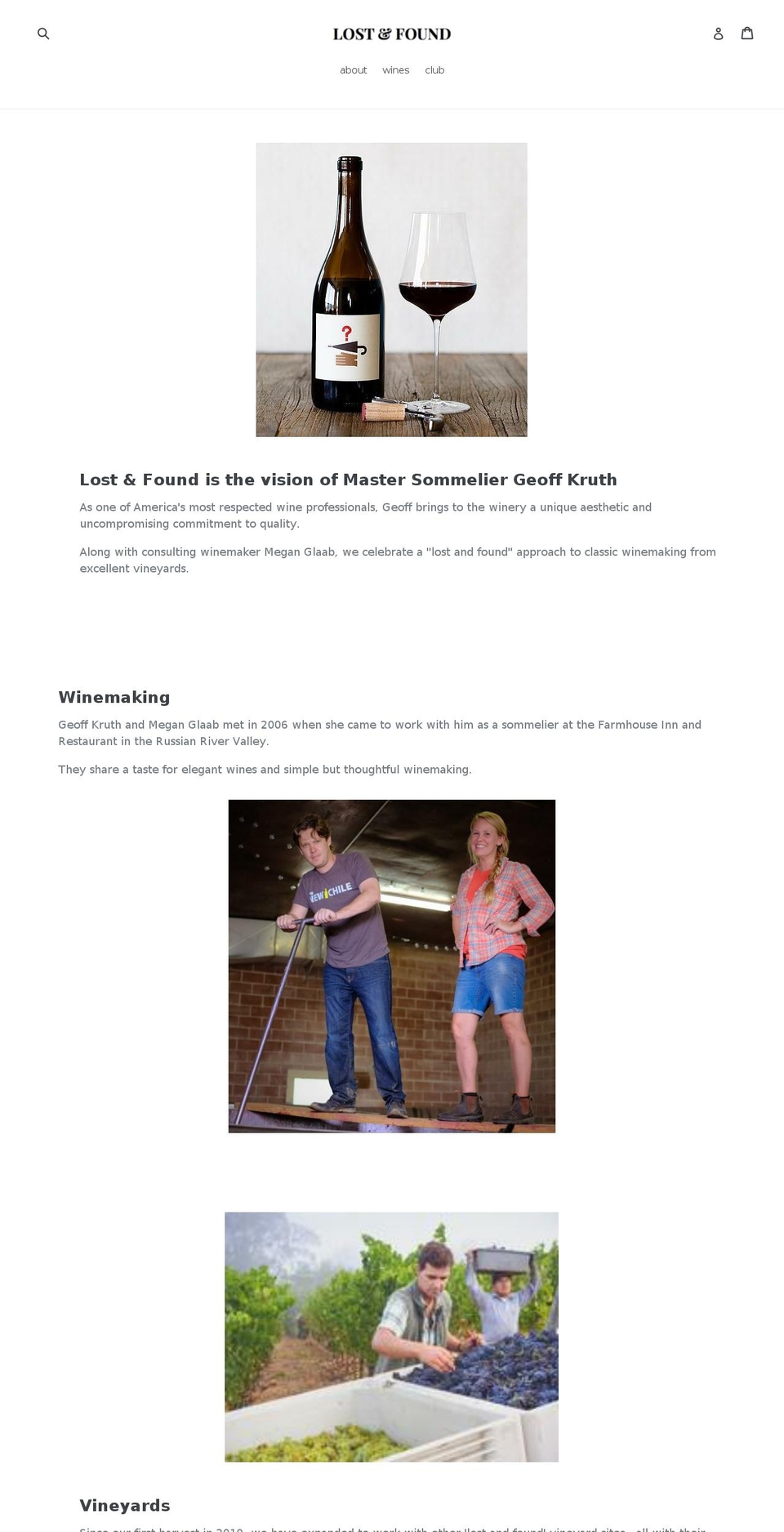 lostandfoundwine.com — Shopify storefront screenshot