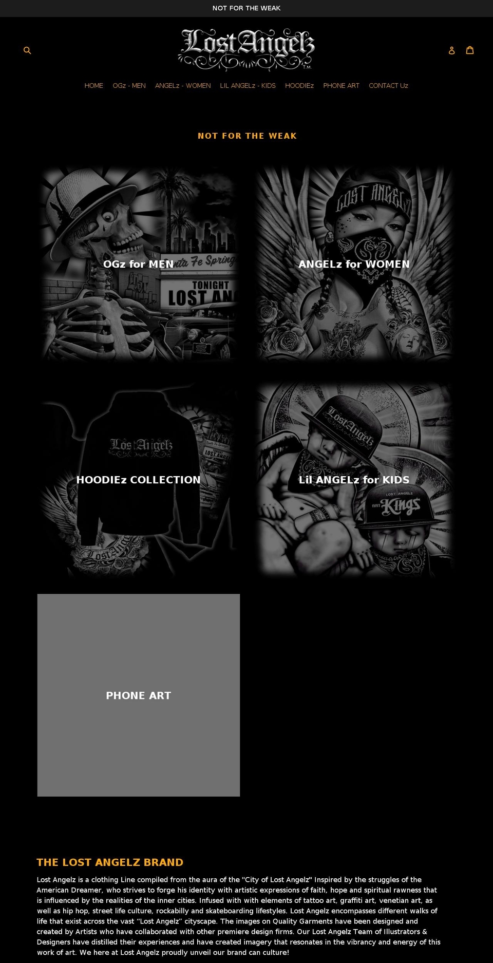 lostangelzclothing.com — Shopify storefront screenshot