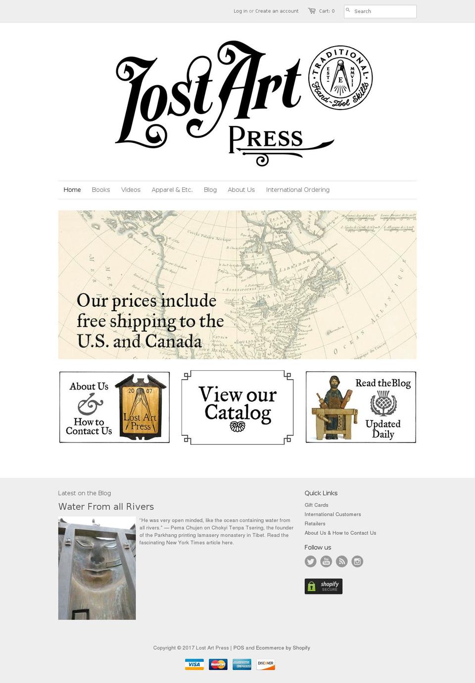 lostartpress.com shopify website screenshot