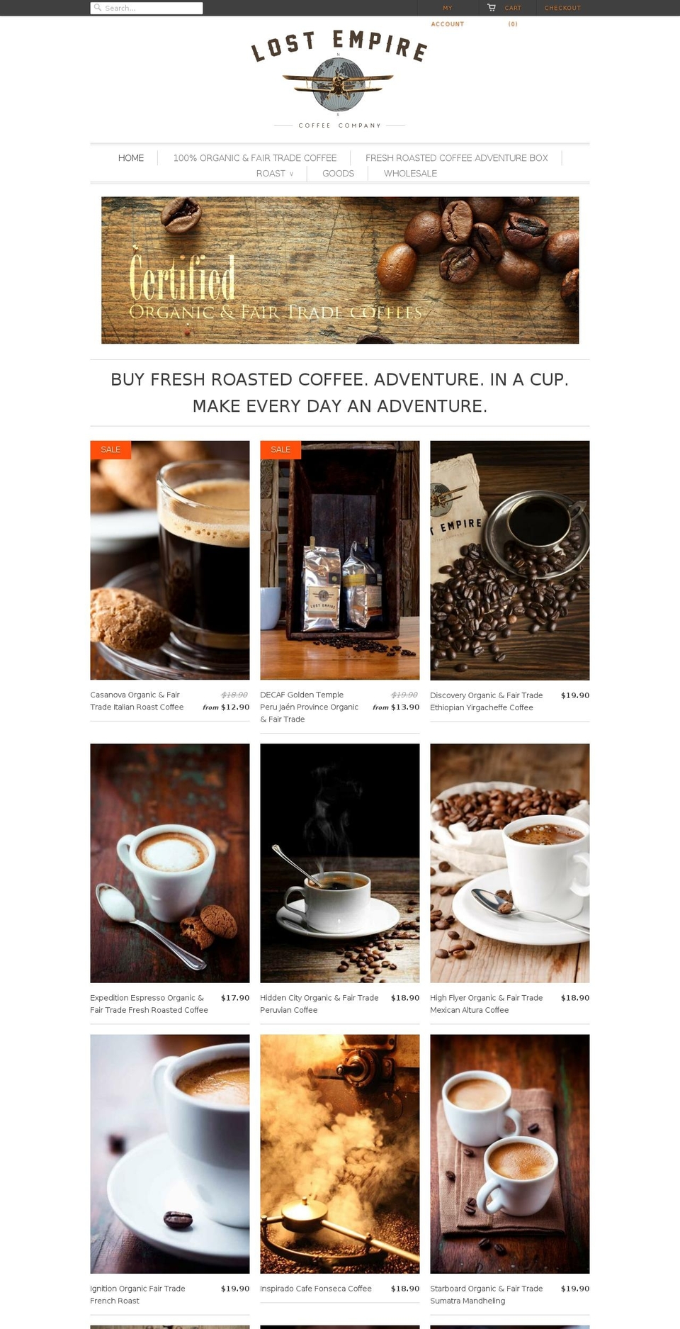 lostempirecoffee.com shopify website screenshot