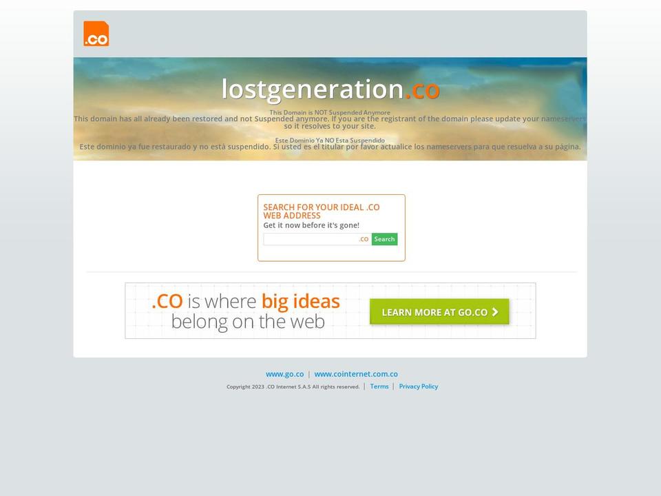 lostgeneration.co shopify website screenshot