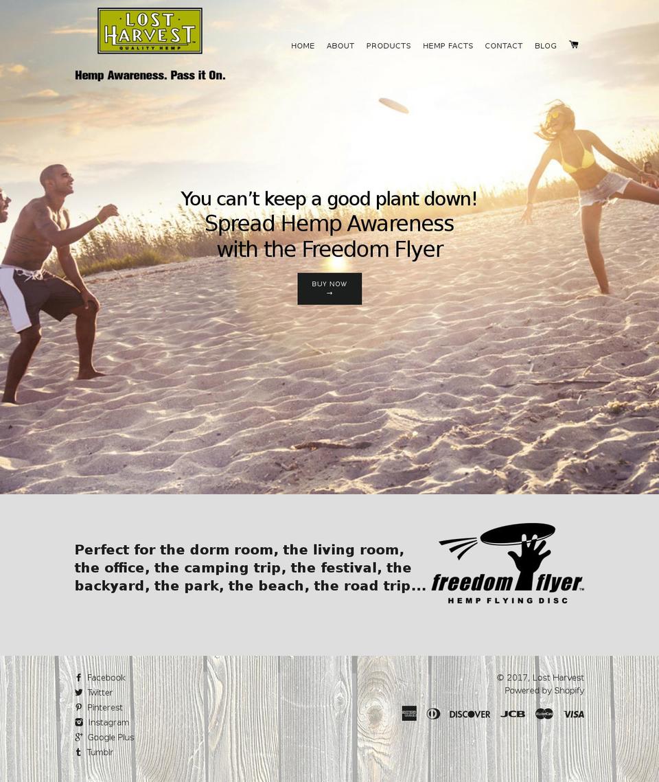 lostharvesthemp.com shopify website screenshot