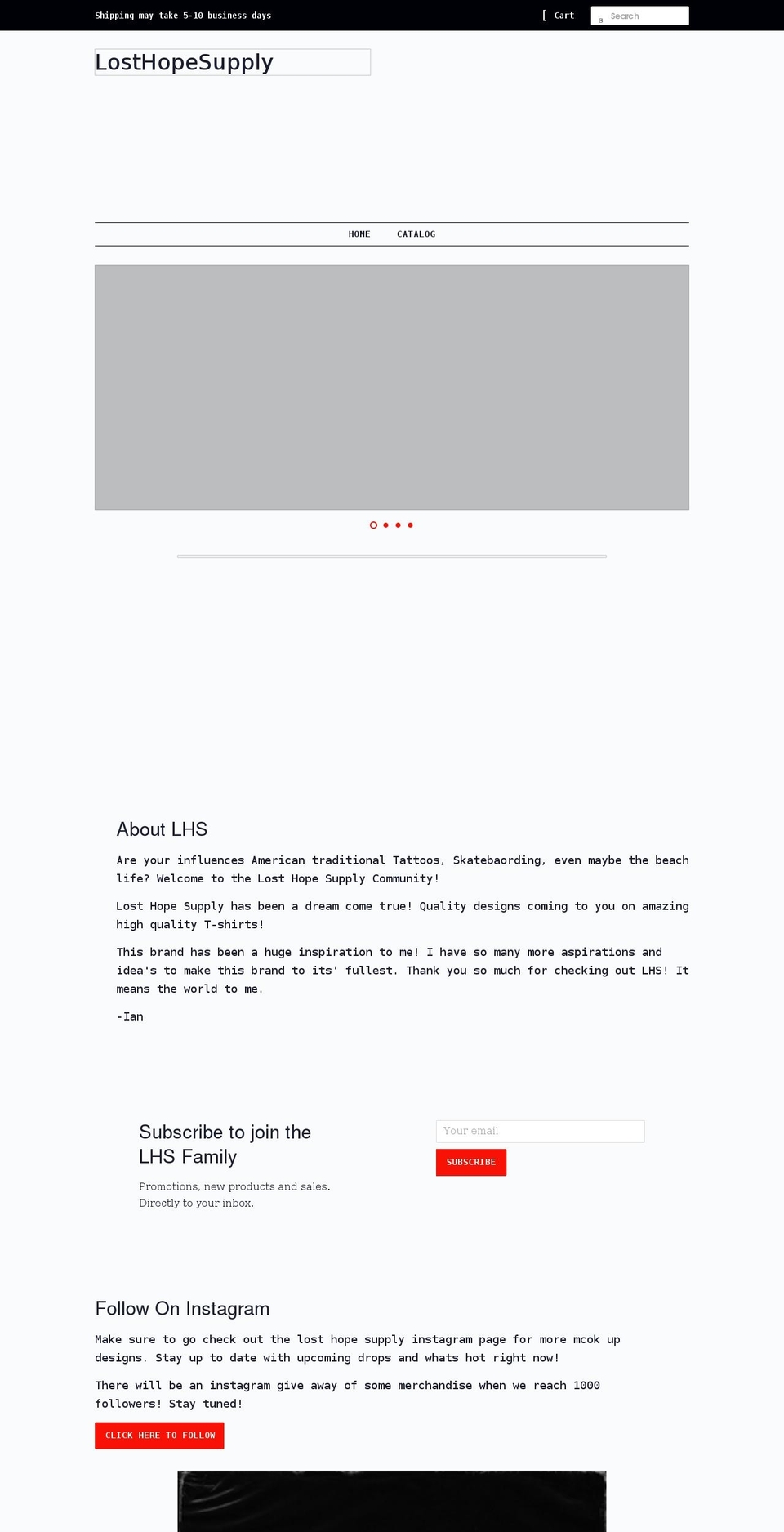 losthopesupply.com shopify website screenshot