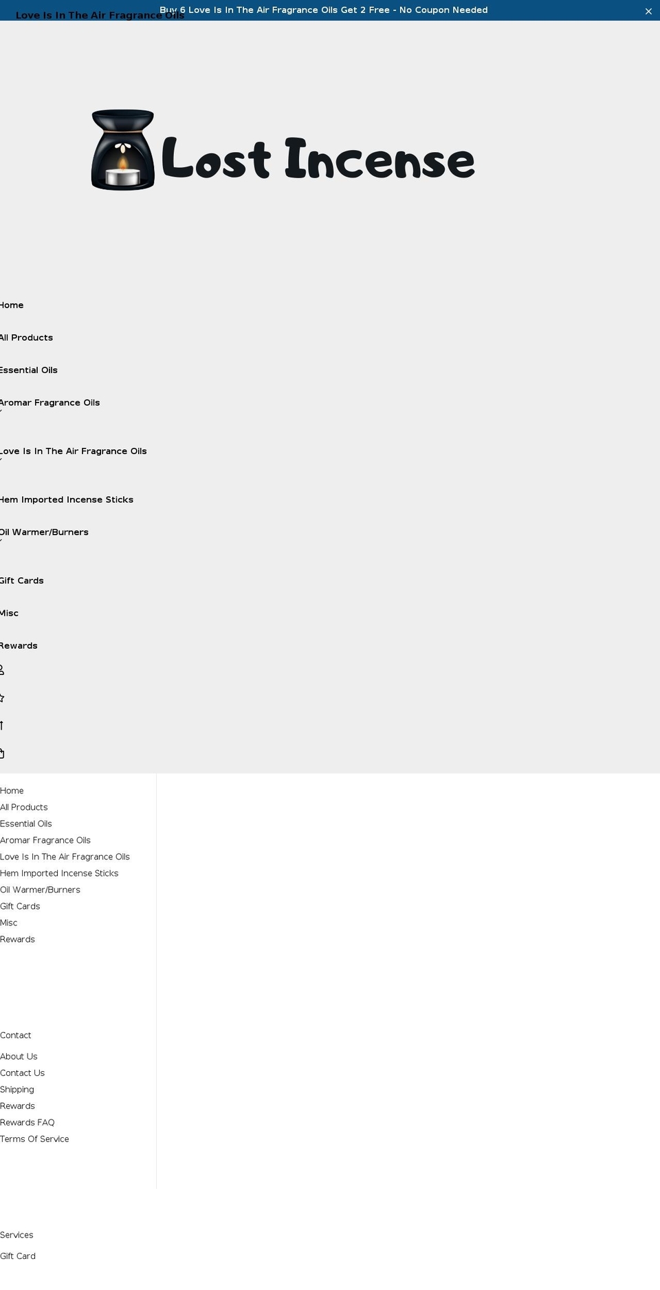 lostincense.com shopify website screenshot