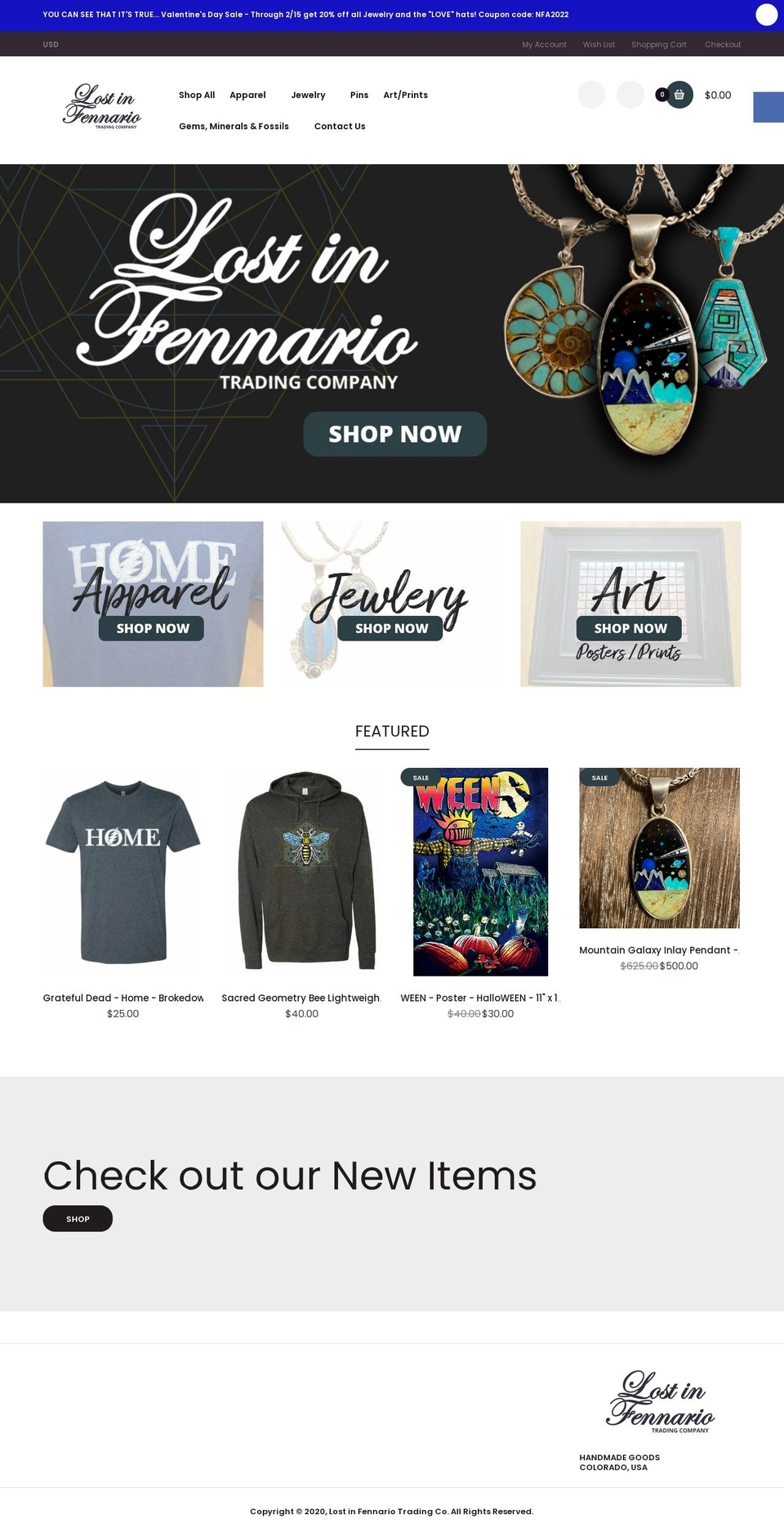 lostinfennario.com shopify website screenshot