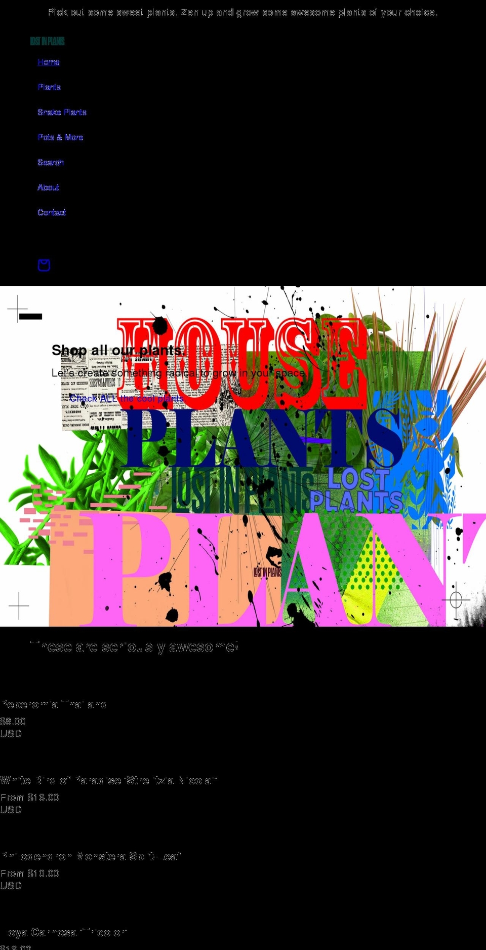 lostinplants.com shopify website screenshot