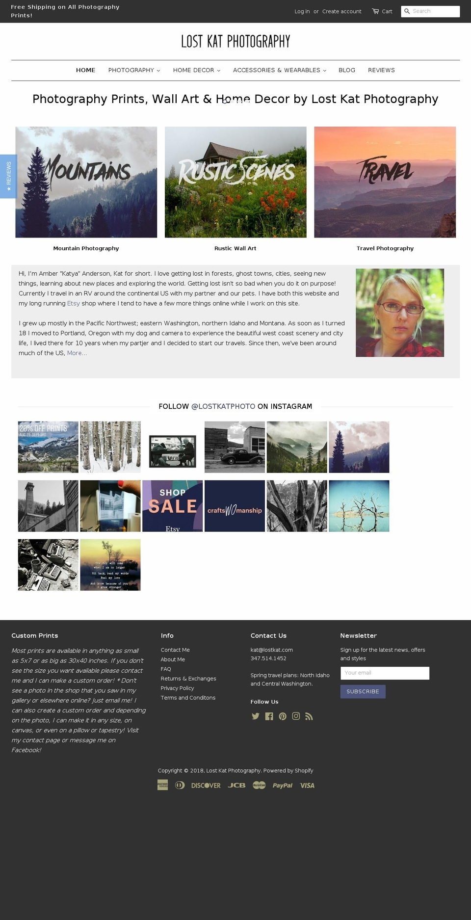 lostkatphotography.com — Shopify storefront screenshot