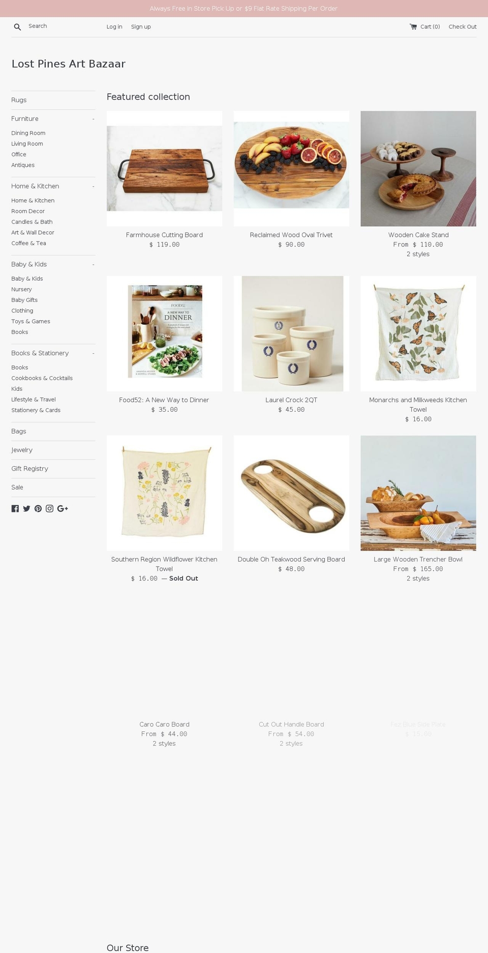 lostpinesshop.com shopify website screenshot