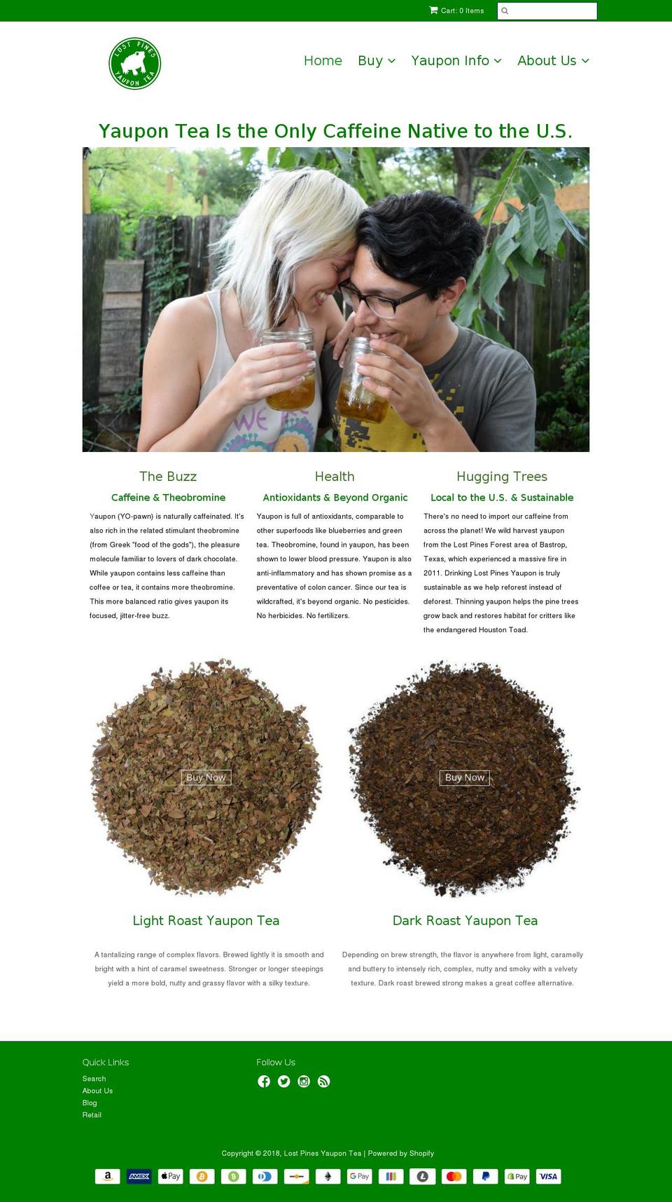 lostpinesyaupontea.com shopify website screenshot