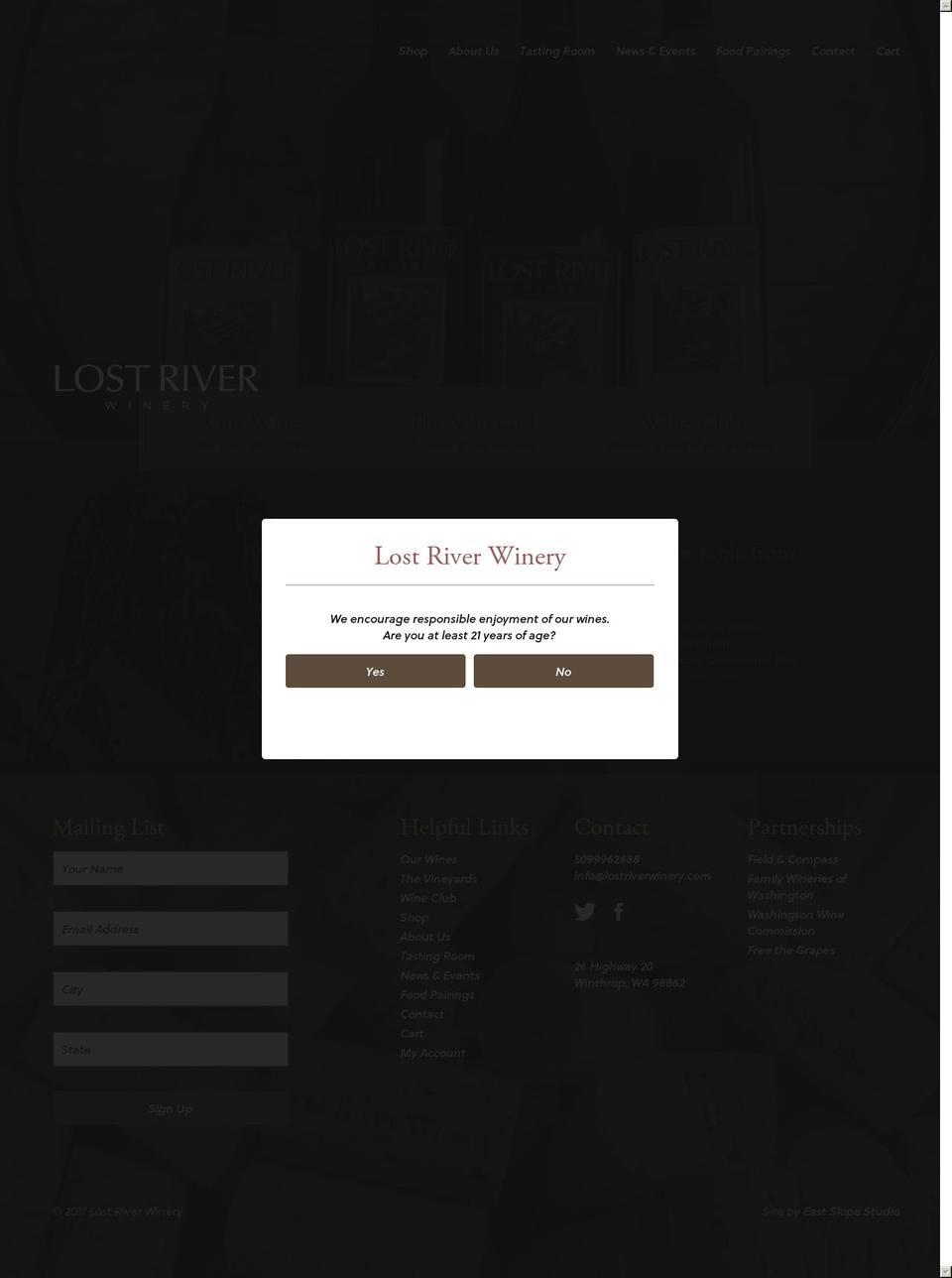lostriverwinery.com shopify website screenshot