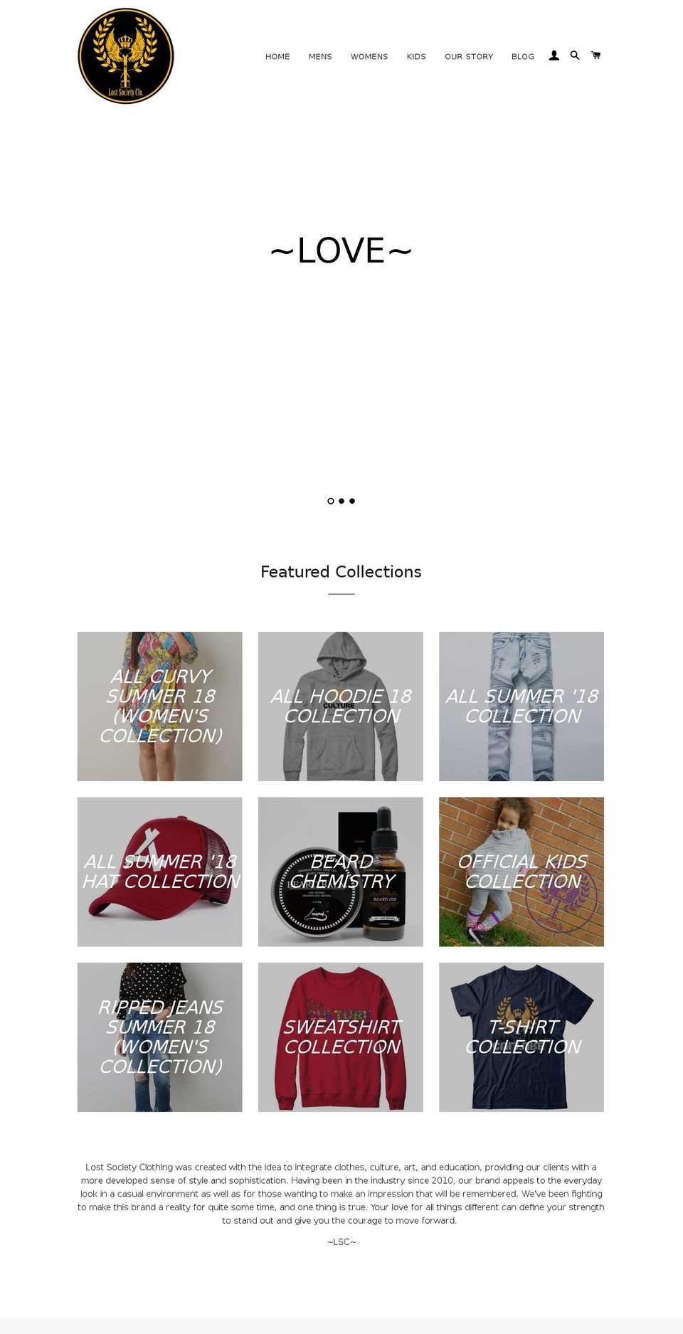 lostsocietyclo.com shopify website screenshot
