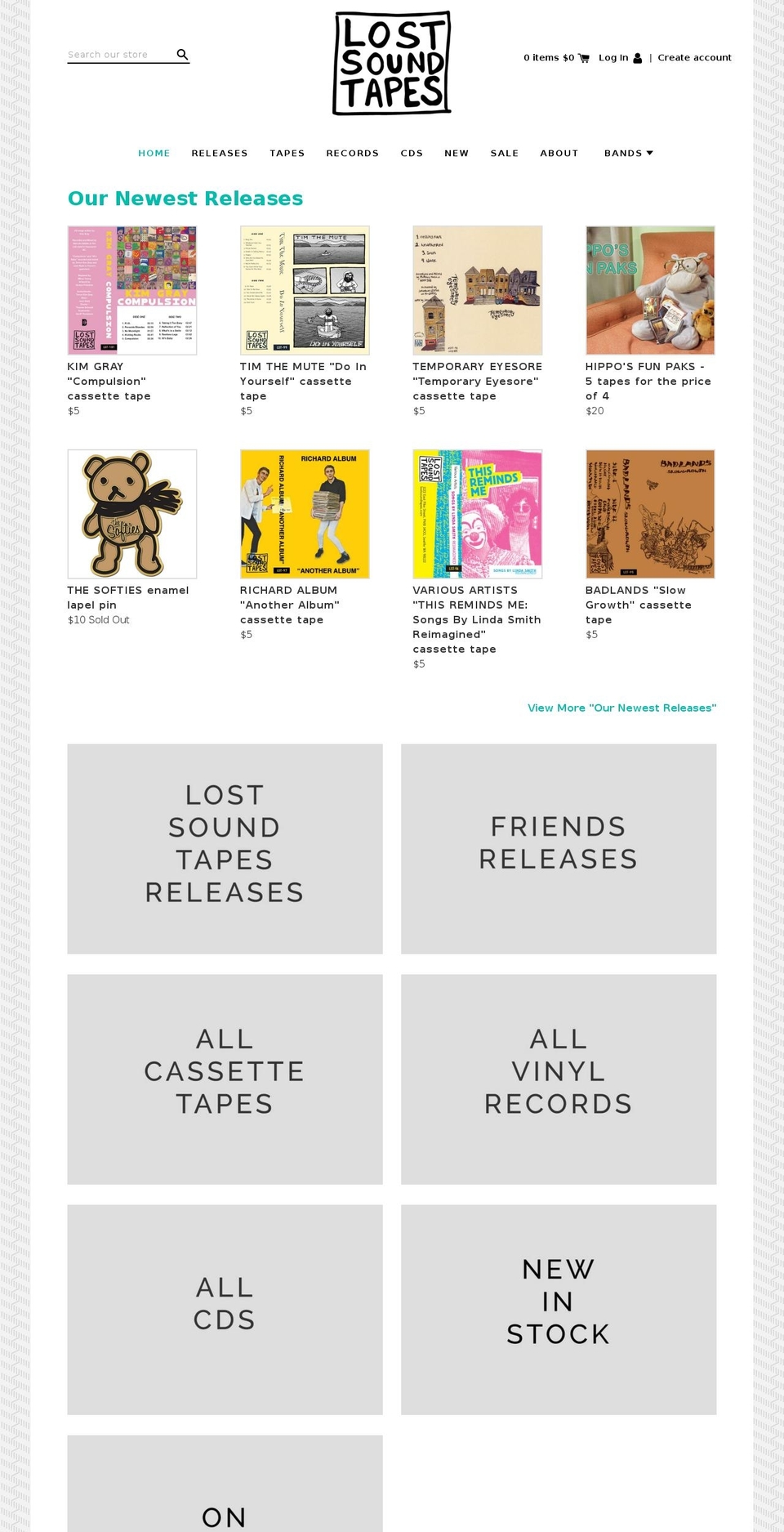 lostsoundtapes.com shopify website screenshot