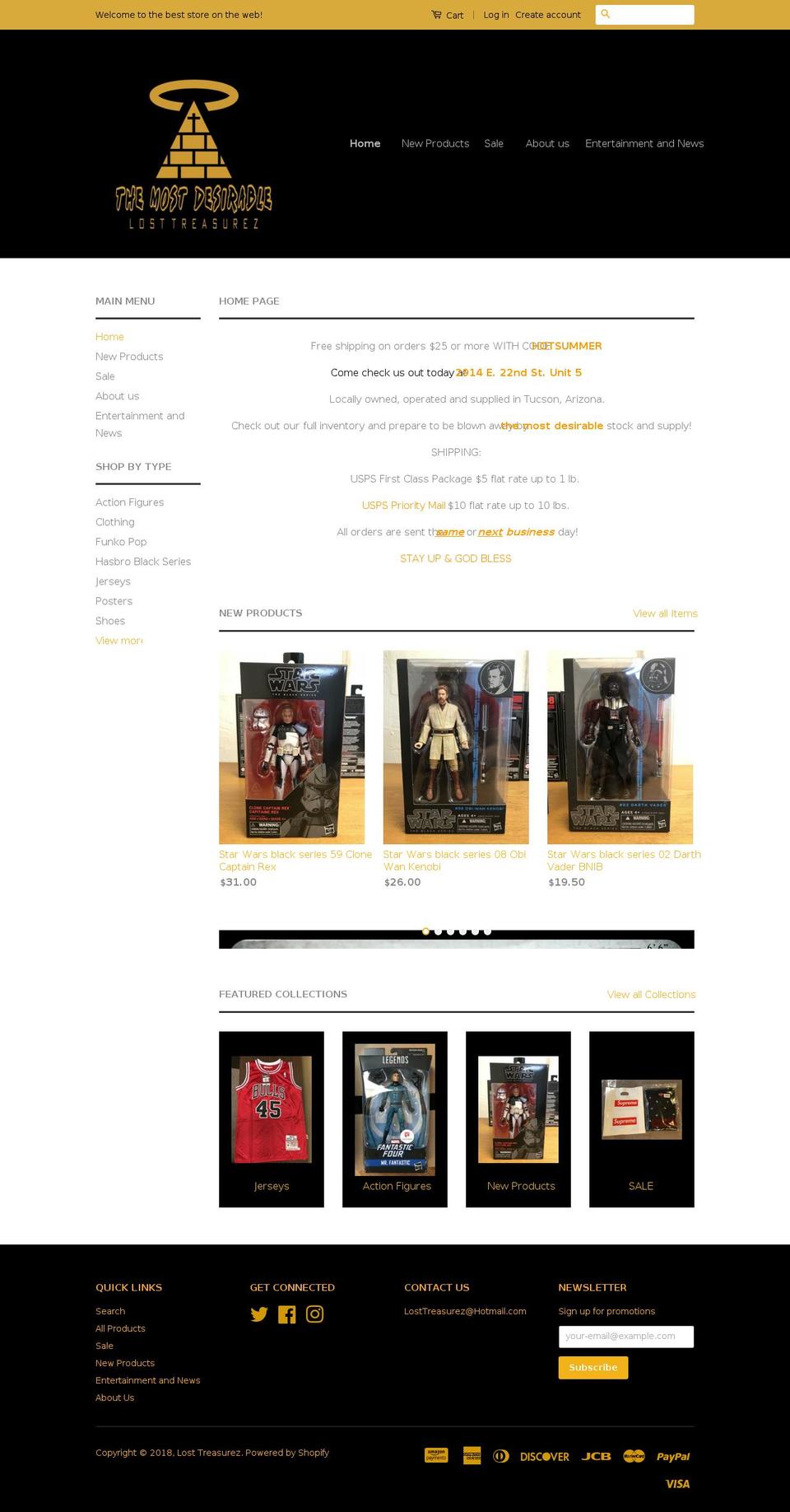 losttreasurez.com — Shopify storefront screenshot