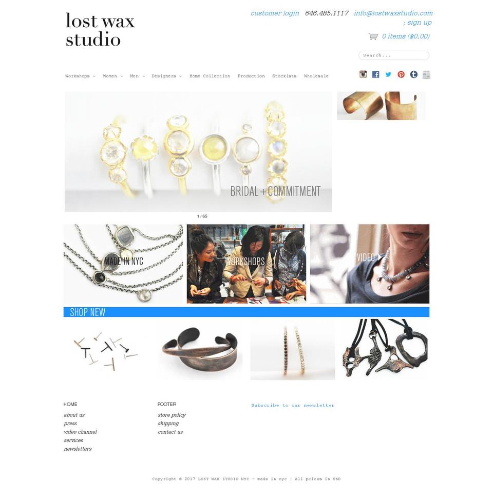 lostwaxstudio.com shopify website screenshot