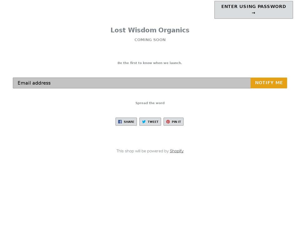 lostwisdomorganics.com — Shopify storefront screenshot