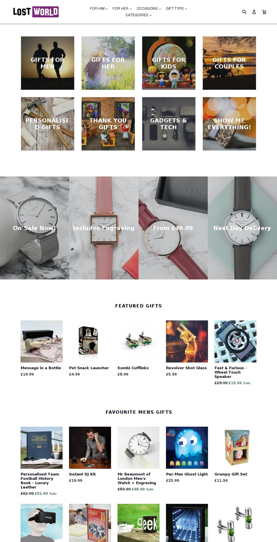 lostworldgifts.com — Shopify storefront screenshot